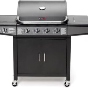 CosmoGrill Pro Deluxe 4+1 Gas Barbecue Grill – 5 Burner Outdoor BBQ with Side Burner, Warming Rack, Thermometer – Large Family Garden Grill (Model 93411)
