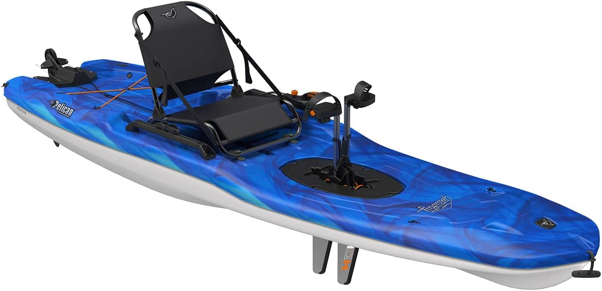 Pelican Getaway 110 HDII Pedal Drive Recreational Kayak – 11 ft Sit-On-Top, Vapor Deep Blue-White, 300 lb Capacity