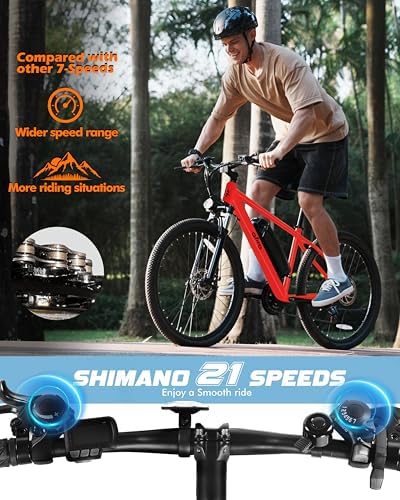 Racer Electric Bike for Adults - 21-Speed Mountain Lightweight Ebike with Peak 750W 22MPH Brushless Motor, 375Wh Removable Battery, 26X2.1 Tire Step Over E-MTB, Up to 40 Miles - Image 93