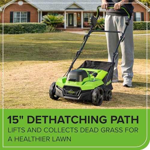 Greenworks 13 Amp Corded Dethatcher & Scarifier – 14″ (35.6 cm) Deck, 5-Position Depth (DT13B00) - Image 16