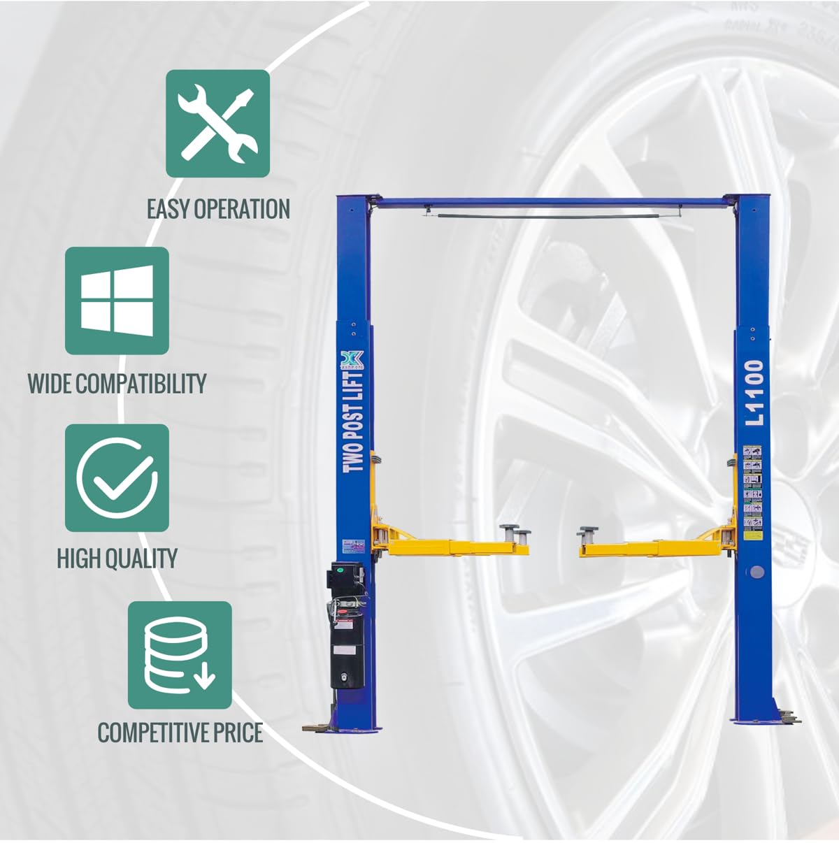 XK L1000 2-Post Car Lift – 10,000 lbs / 4,536 kg Capacity, 220V Auto Hydraulic Truck Hoist with 3-Year Parts Warranty - Image 31