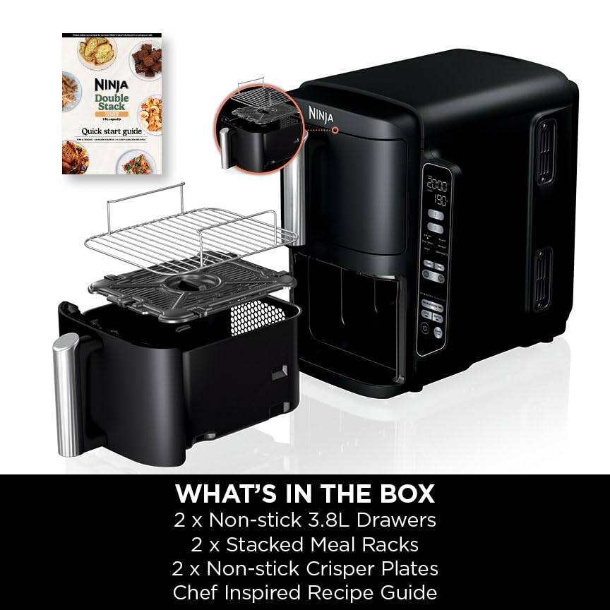 Ninja SL300UK Double Stack Air Fryer - Vertical Dual Zone, 7.6L, 2 Drawers & Racks, 6 Cooking Functions, Space Saving Design, Black - Image 26
