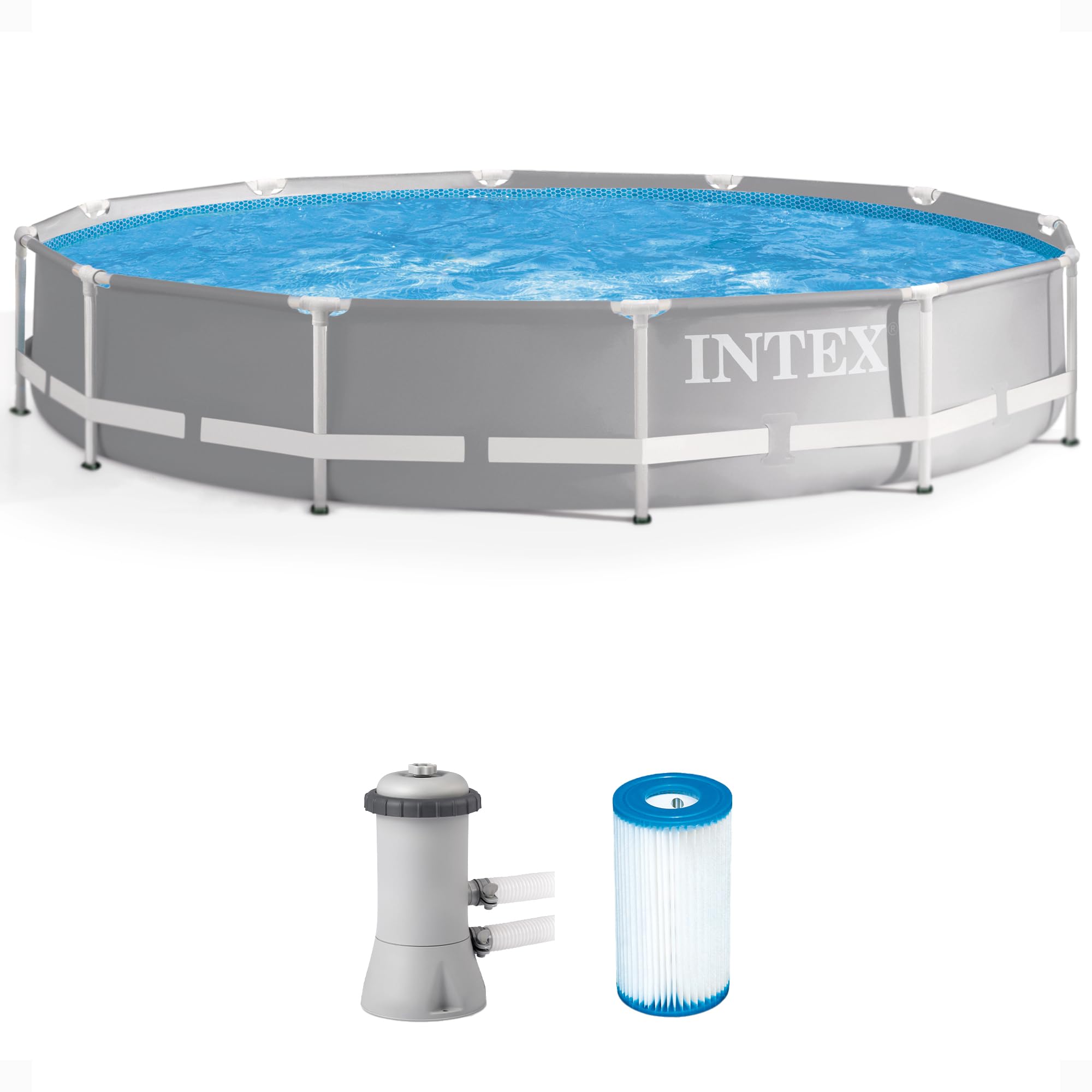 Intex 26701EH Prism Frame 10ft (3.05m) x 30in (76cm) Above Ground Pool Set – 1,185 Gallon (4,486L) Capacity with Filter Pump – Rust & Puncture Resistant, Quick Setup - Image 6