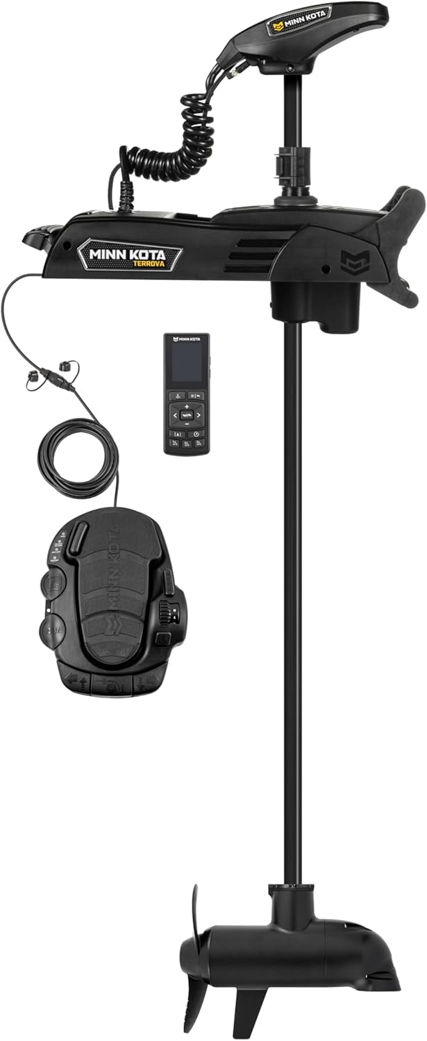 Minn Kota 1358201 Terrova Quest 90/115 lb Thrust Brushless Bow-Mount Trolling Motor with Dual Spectrum CHIRP Sonar, Wireless Remote, 60″ Shaft, Freshwater