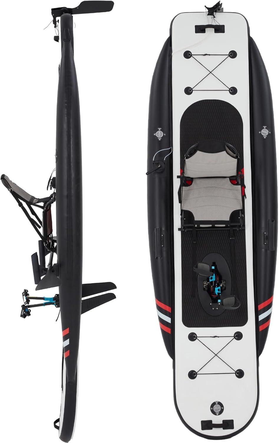 12ft Inflatable Fishing Kayak with Pedal System – PVC Premium, Aluminum Seat, Rudder & Accessories - Image 9