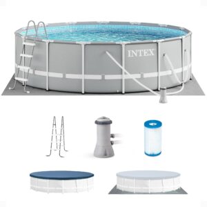 Intex 26701EH Prism Frame 10ft (3.05m) x 30in (76cm) Above Ground Pool Set – 1,185 Gallon (4,486L) Capacity with Filter Pump – Rust & Puncture Resistant, Quick Setup