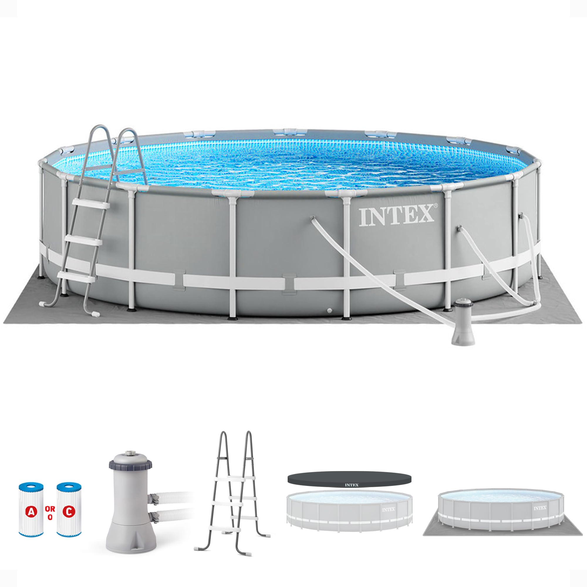 Intex 26701EH Prism Frame 10ft (3.05m) x 30in (76cm) Above Ground Pool Set – 1,185 Gallon (4,486L) Capacity with Filter Pump – Rust & Puncture Resistant, Quick Setup - Image 2