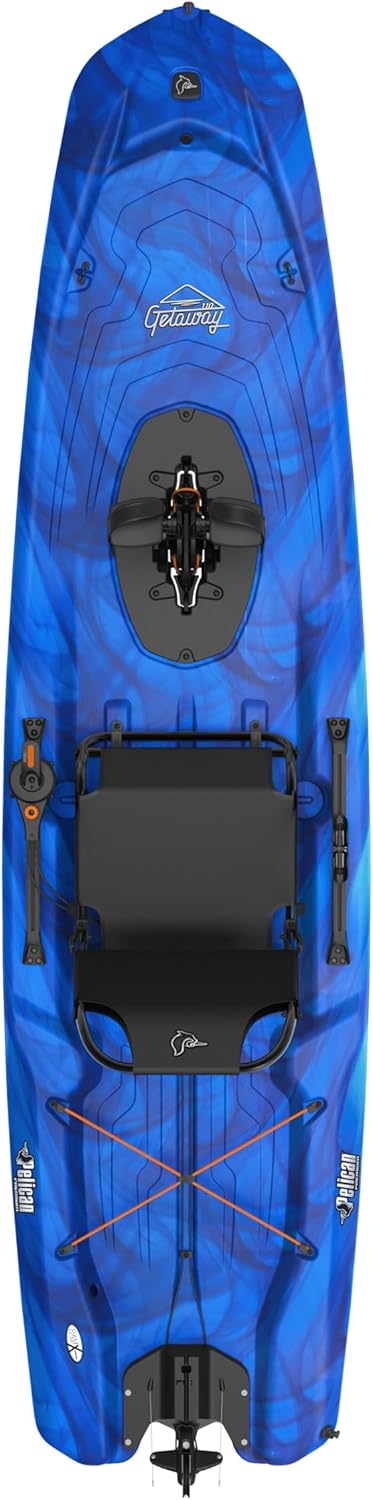 Pelican Getaway 110 HDII Pedal Drive Recreational Kayak – 11 ft Sit-On-Top, Vapor Deep Blue-White, 300 lb Capacity - Image 2