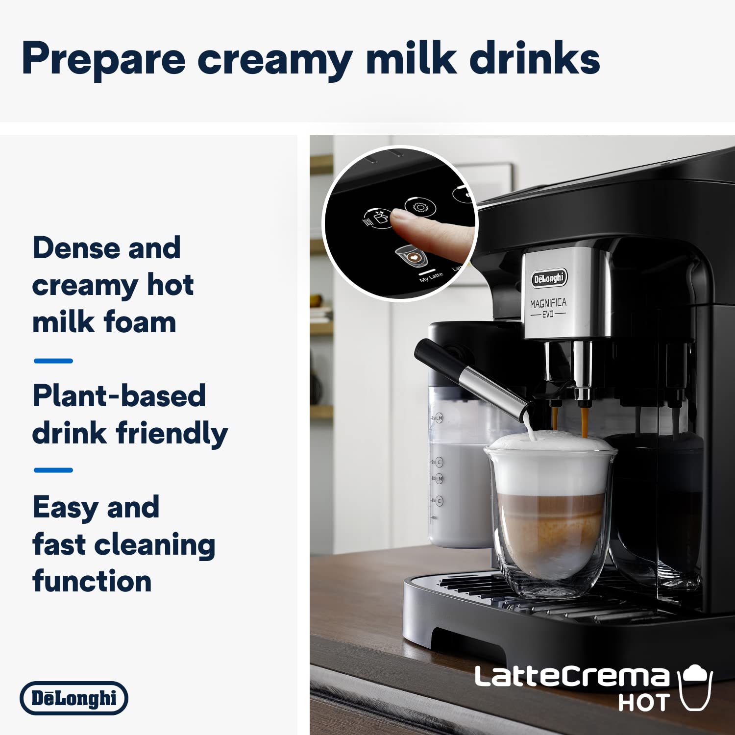 De’Longhi Magnifica Evo ECAM292.81.B – Bean-to-Cup Coffee & Cappuccino Maker with LatteCrema System, 1.8 L Tank & 250 g Hopper (Black) - Image 4