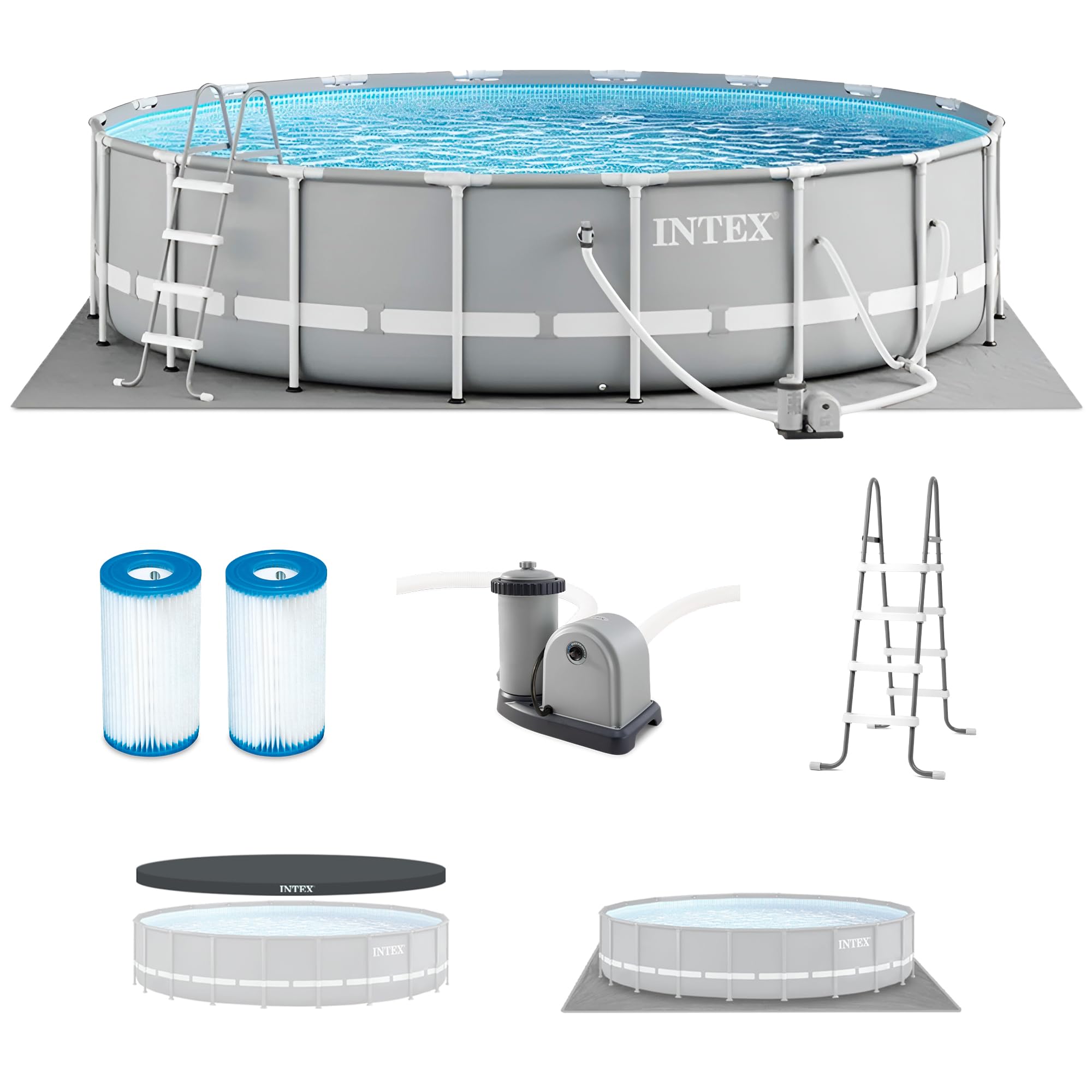 Intex 26701EH Prism Frame 10ft (3.05m) x 30in (76cm) Above Ground Pool Set – 1,185 Gallon (4,486L) Capacity with Filter Pump – Rust & Puncture Resistant, Quick Setup - Image 8