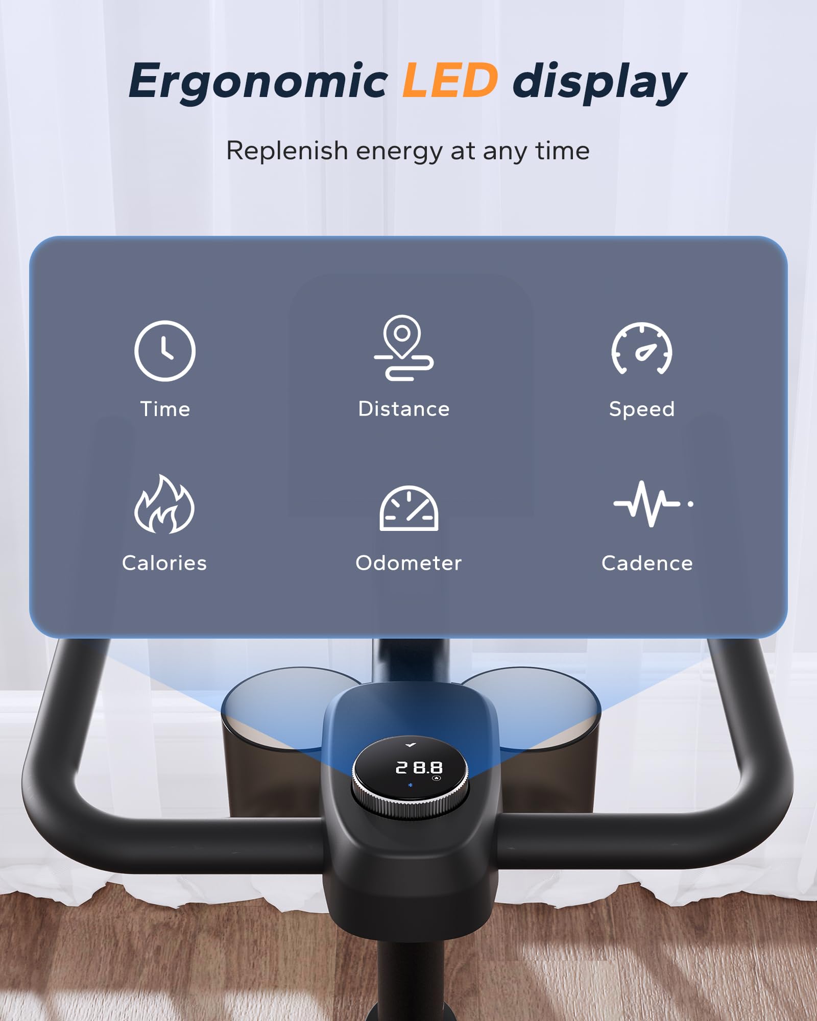 MERACH Stationary Exercise Bike – Quiet Belt-Drive Indoor Cycling with Bluetooth App, 300 lb Capacity, LED Monitor, Tablet Mount & Fitness Courses - Image 12