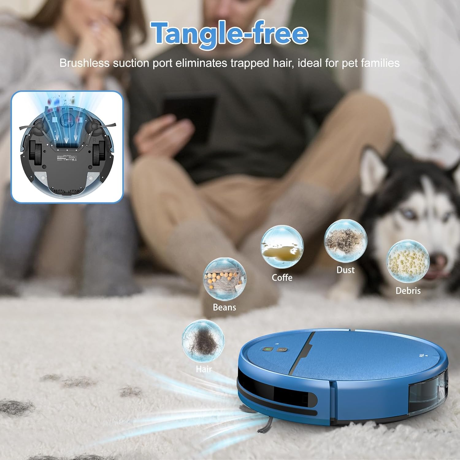 iMartine BR151 Robot Vacuum and Mop Combo – 2-in-1 Slim Robotic Cleaner with 2300Pa Suction, App/Voice/Remote Control, Self-Charging, Quiet Operation for Pet Hair, Hard Floors & Low Pile Carpet - Image 6