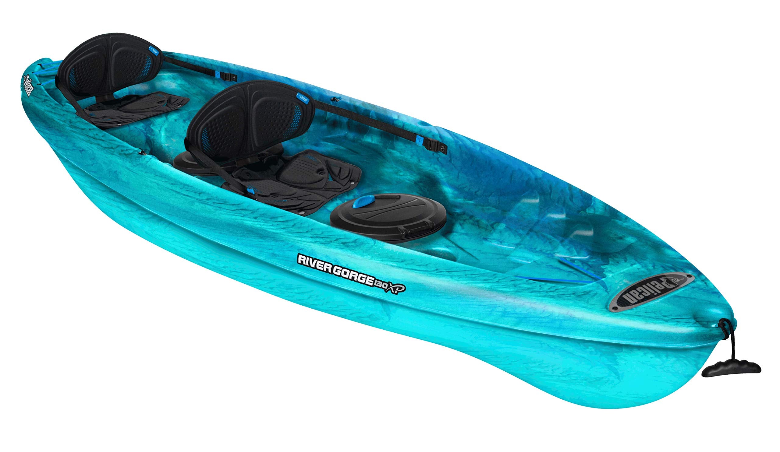 Pelican River Gorge 130X 13′ Sit-On-Top Recreational Tandem Kayak – 2-Person HDPE Kayak with ERGOFIT Seating & Ample Storage