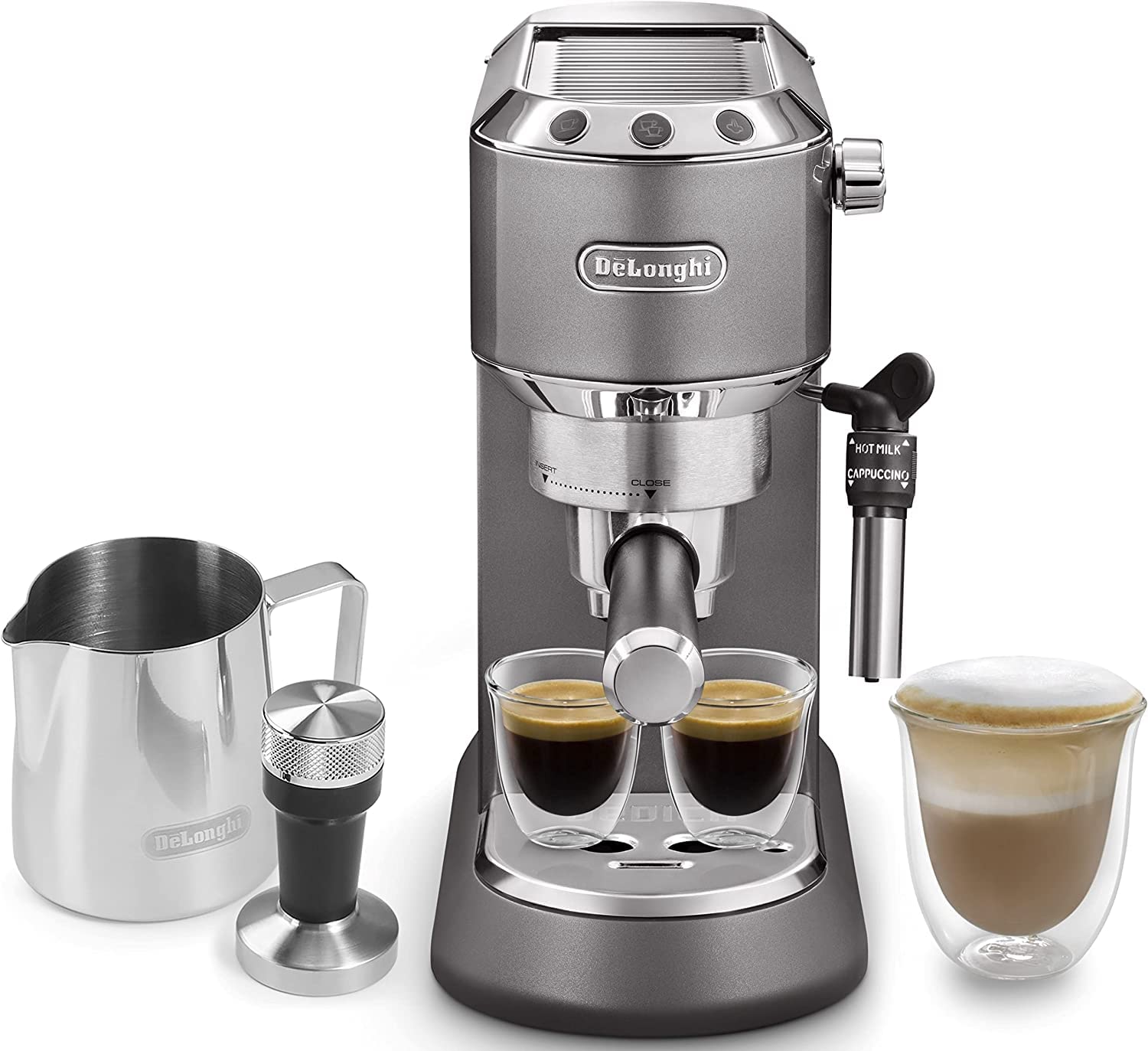 De’Longhi Dedica Style EC685M – 15-Bar Pump Espresso & Cappuccino Machine with Adjustable Cappuccino System, Slim 15 cm Silver Design - Image 5