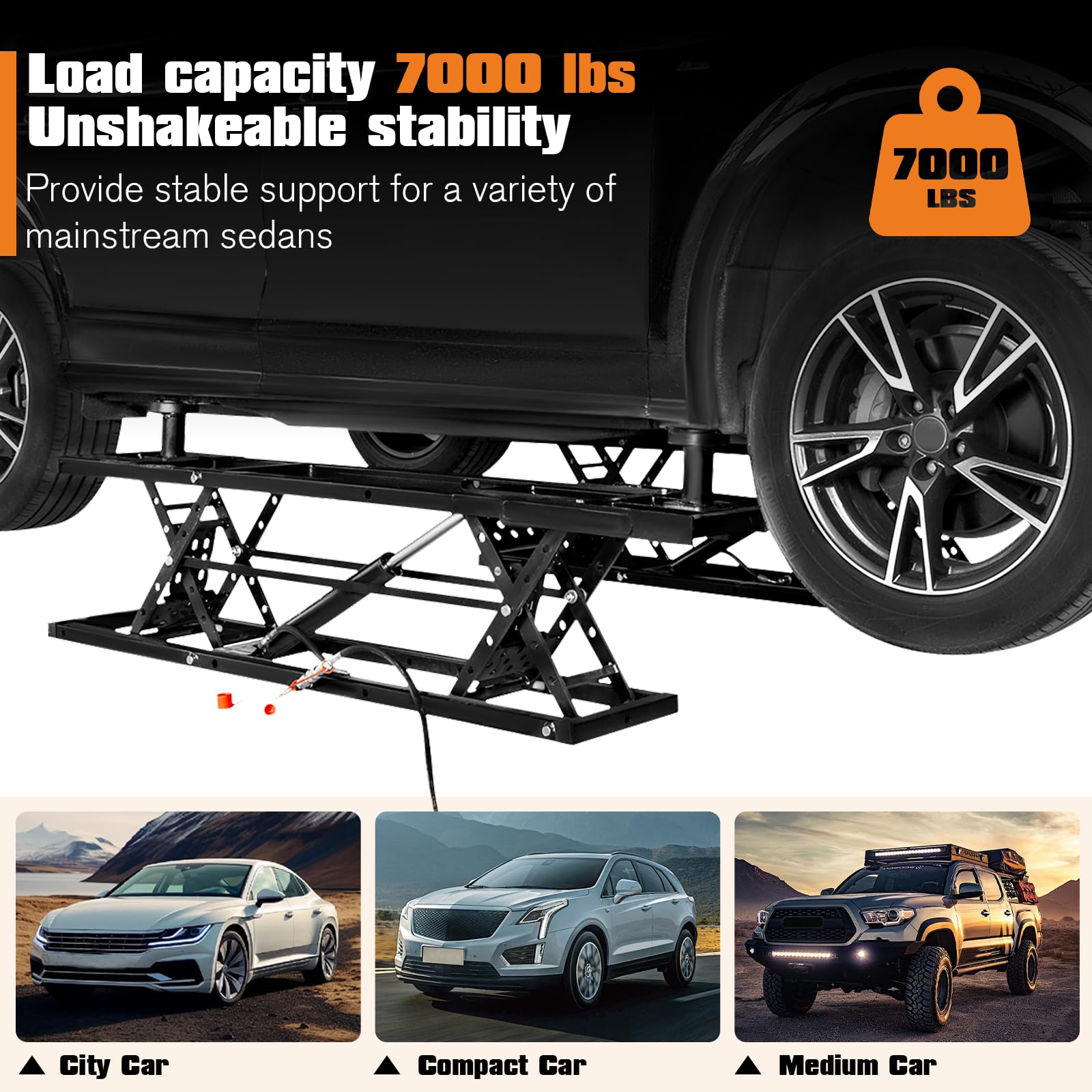 Albott 7000 lb (3200 kg) Portable Car Lift – Heavy-Duty Scissor Jack for Home Garage & Shop, 28″ / 71 cm Max Lift Height – Universal Fit, Steel Frame, Wheeled, Foldable - Image 13