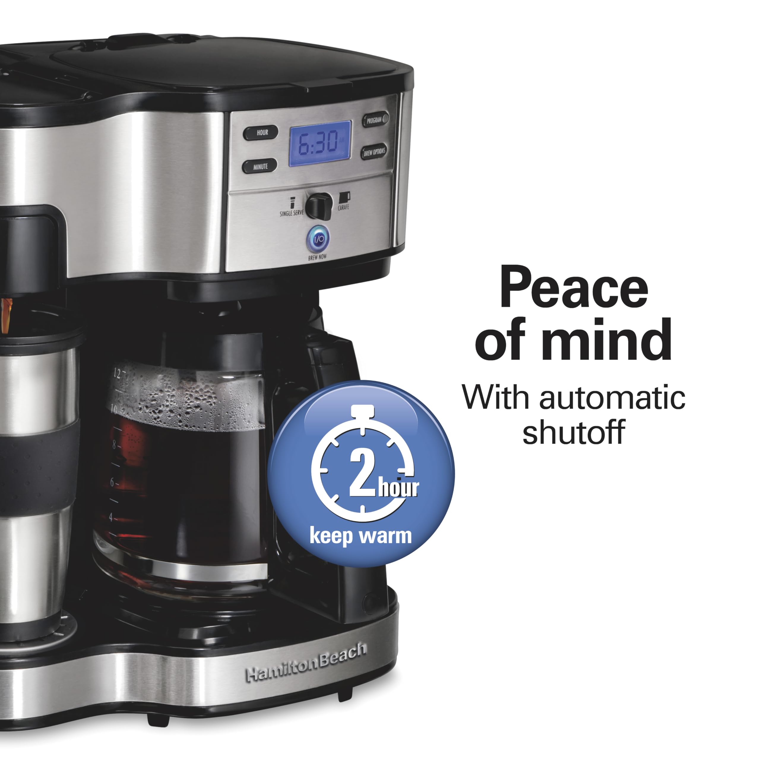 Hamilton Beach 2-Way Coffee Maker – 12-Cup Programmable Drip Machine & Single Serve Brewer, Auto Pause & Pour, Eco-Friendly, Dual Water Reservoirs, Black (49980R) - Image 6