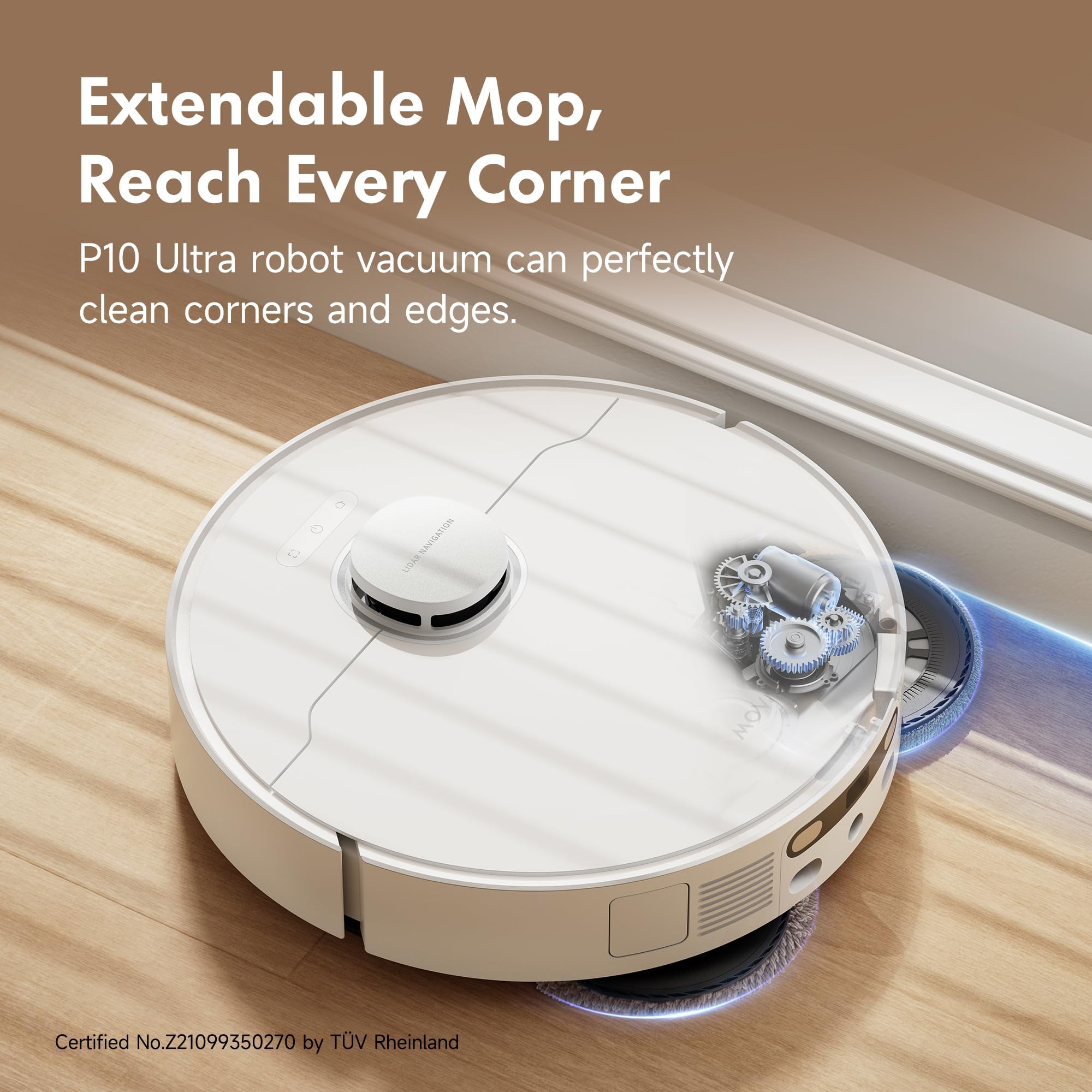 MOVA P10 Pro Ultra Robot Vacuum & Mop Combo | 13,000Pa Suction, 149℉ Mop Washing, Dual Spinning Mop, Auto Empty, App Control - Image 5