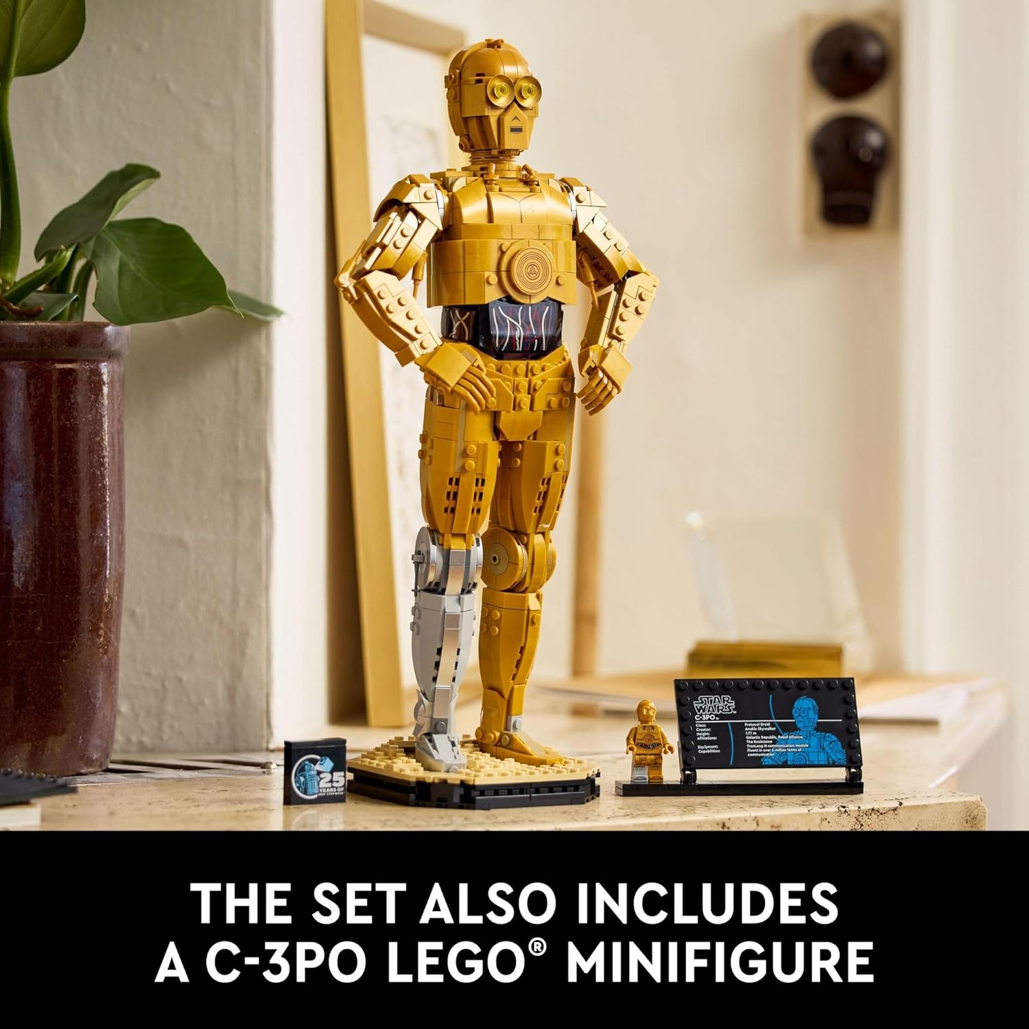 LEGO Star Wars C-3PO Droid Figure 75398 – Collectible Build-and-Display Model for Adults with Minifigure & Info Plaque – 25th Anniversary Star Wars Gift & Home Decor – 1,138 Pieces - Image 5