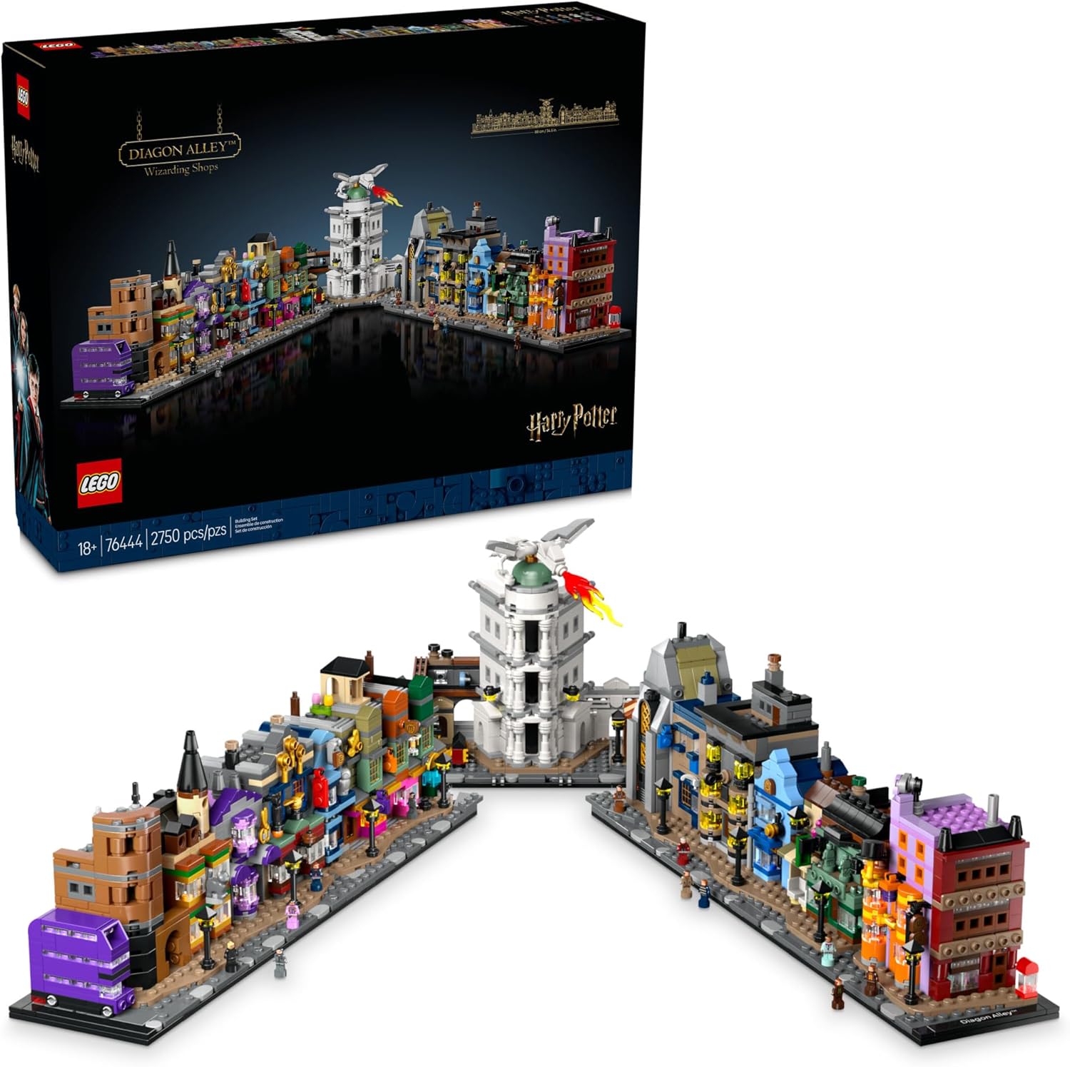 LEGO Harry Potter Diagon Alley 76444 – Wizarding Shops Microscale Building Set for Adults with 12 Microfigures, Collectible Harry Potter Gift for Fans – 2,750 Pieces