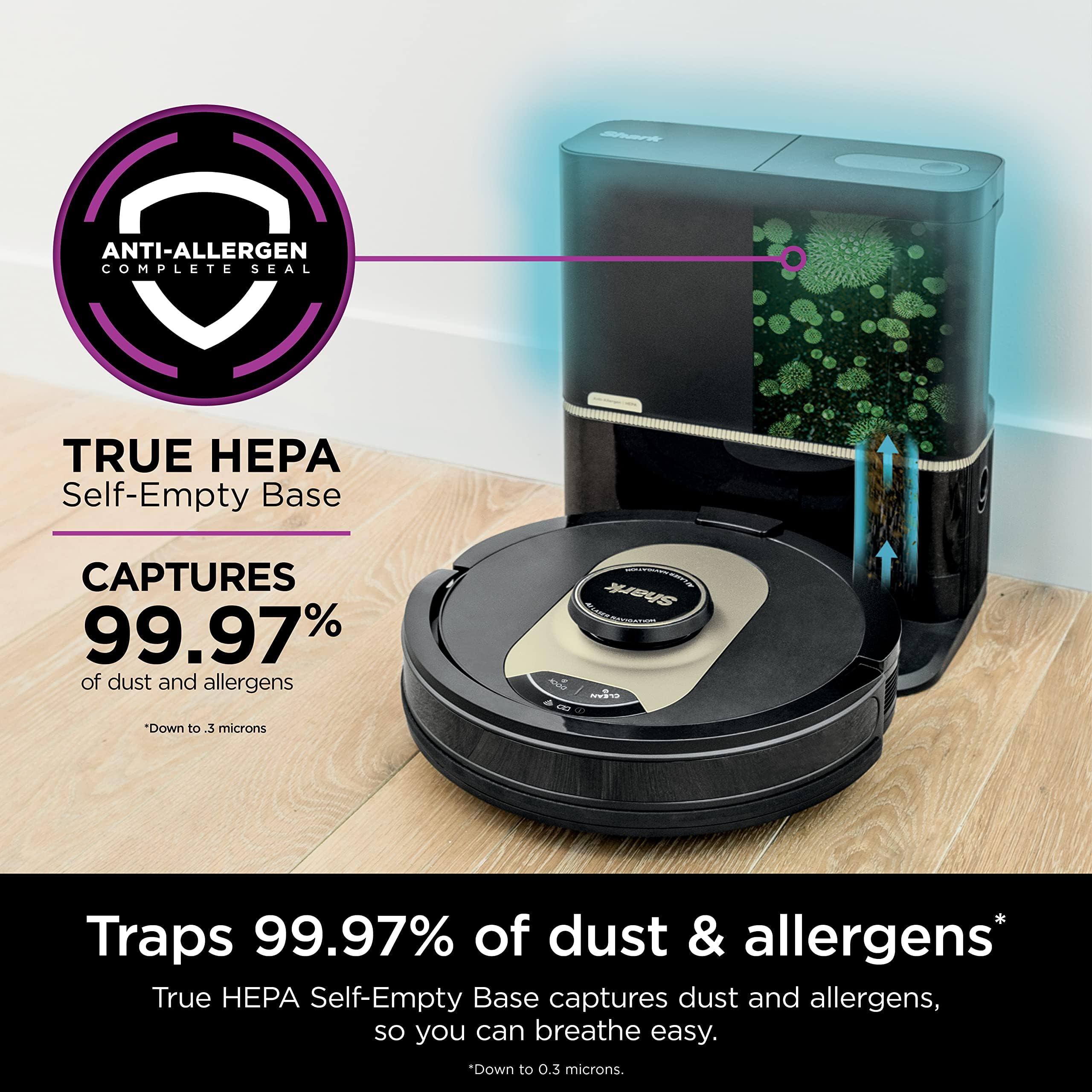 Shark AV2501AE AI Ultra Robot Vacuum with XL HEPA Self-Empty Base – 60-Day Capacity, Smart Mapping, LIDAR Navigation, Alexa Control, Perfect for Pet Hair, Carpet & Hard Floor, Bagless, Black - Image 6