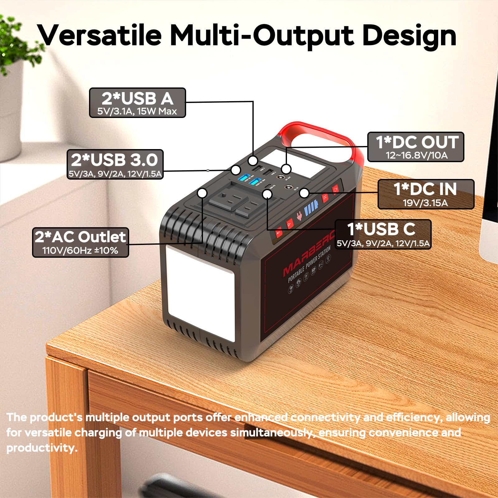 MARBERO M82 Portable Power Station – 88Wh/24000mAh Lithium Battery | 80W AC Output | Solar Rechargeable Backup Power Bank for Camping, Emergency, RV & Outdoor Use - Image 50