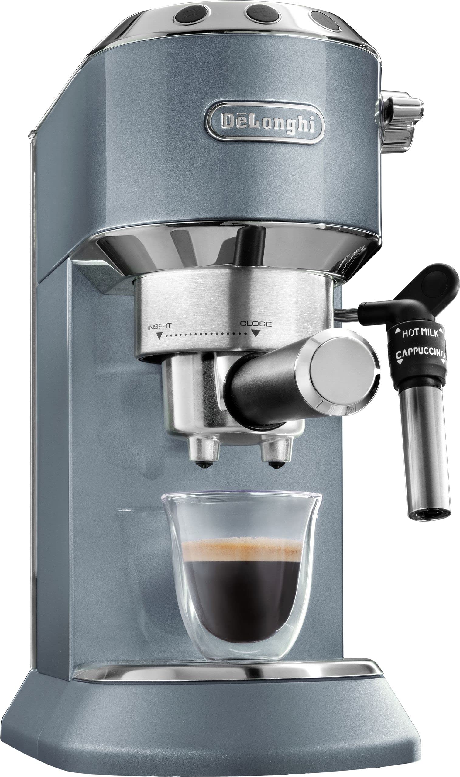 De’Longhi Dedica Style EC685M – 15-Bar Pump Espresso & Cappuccino Machine with Adjustable Cappuccino System, Slim 15 cm Silver Design