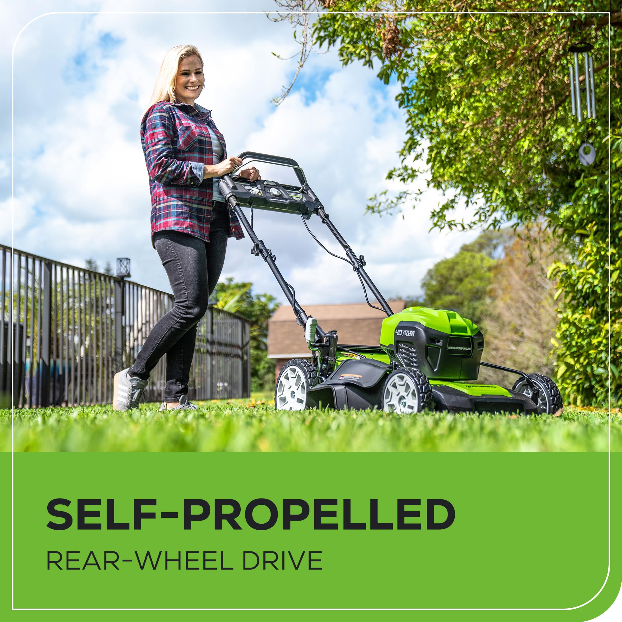 Greenworks 40V Cordless Electric Lawn Mower – 16″ (40.6 cm) Deck, 4.0 Ah Battery, 45 Min Runtime - Image 24