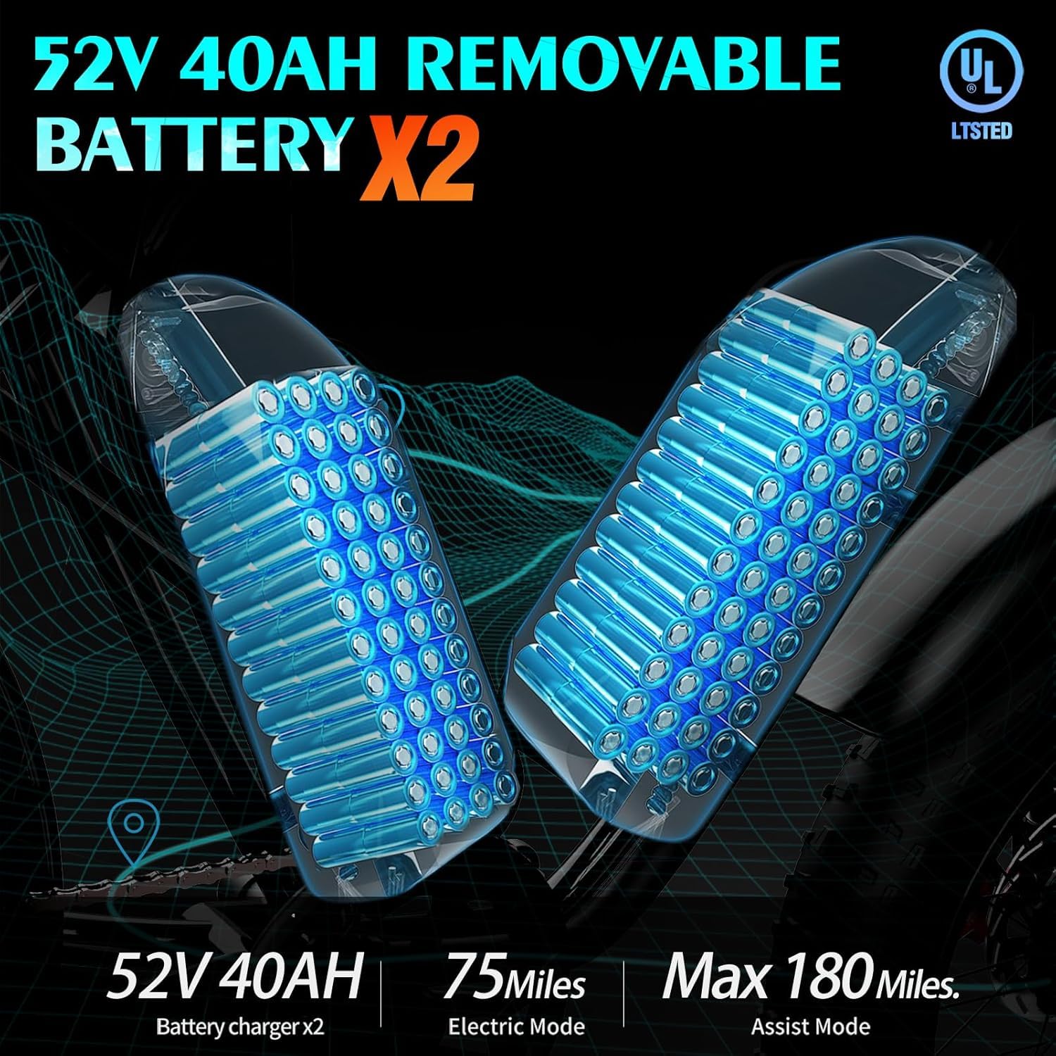 Ridstar Q20 20″ Fat-Tyre Electric Dirt Bike – Peak 1500 W motor, 48 V 15.6 Ah battery (30-75 mi range), 30 mph top-speed - Image 4