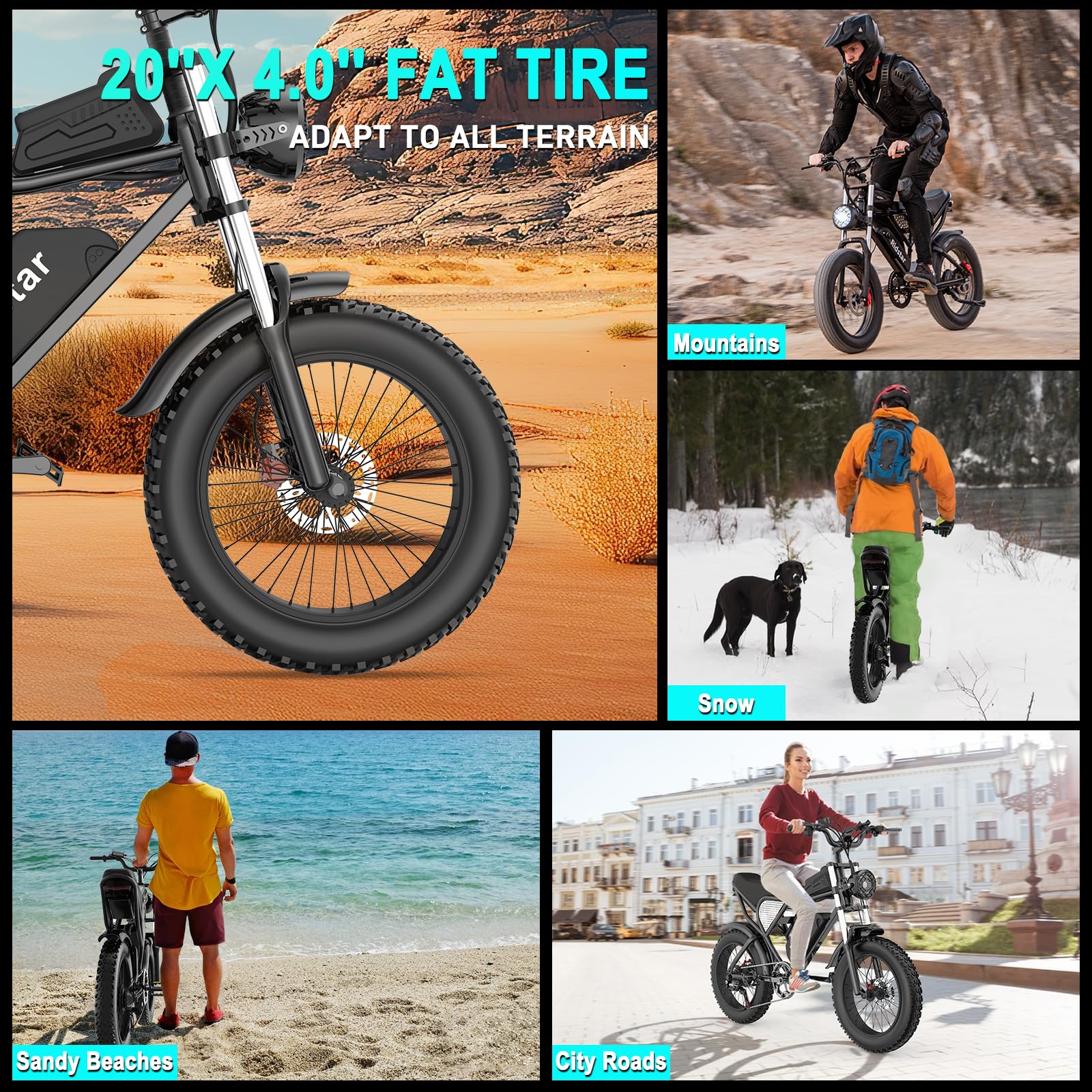 Ridstar Q20 20″ Fat-Tyre Electric Dirt Bike – Peak 1500 W motor, 48 V 15.6 Ah battery (30-75 mi range), 30 mph top-speed - Image 13