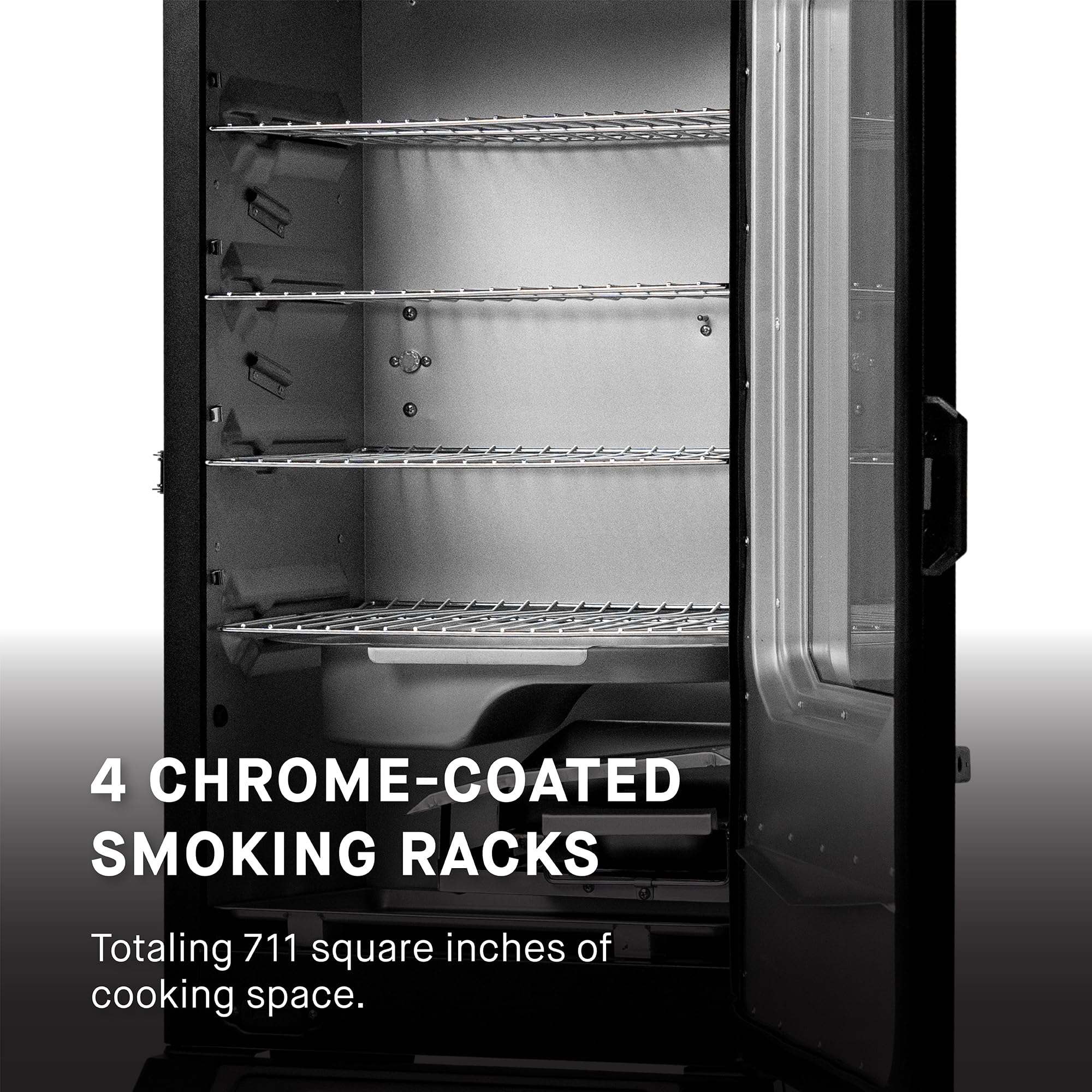 Masterbuilt 30-Inch Digital Electric Vertical Smoker – 710 Sq In Cooking Area, Side Wood Chip Loader, Digital Controls, Chrome Racks & Leg Kit – Model MB20070421, Black - Image 7