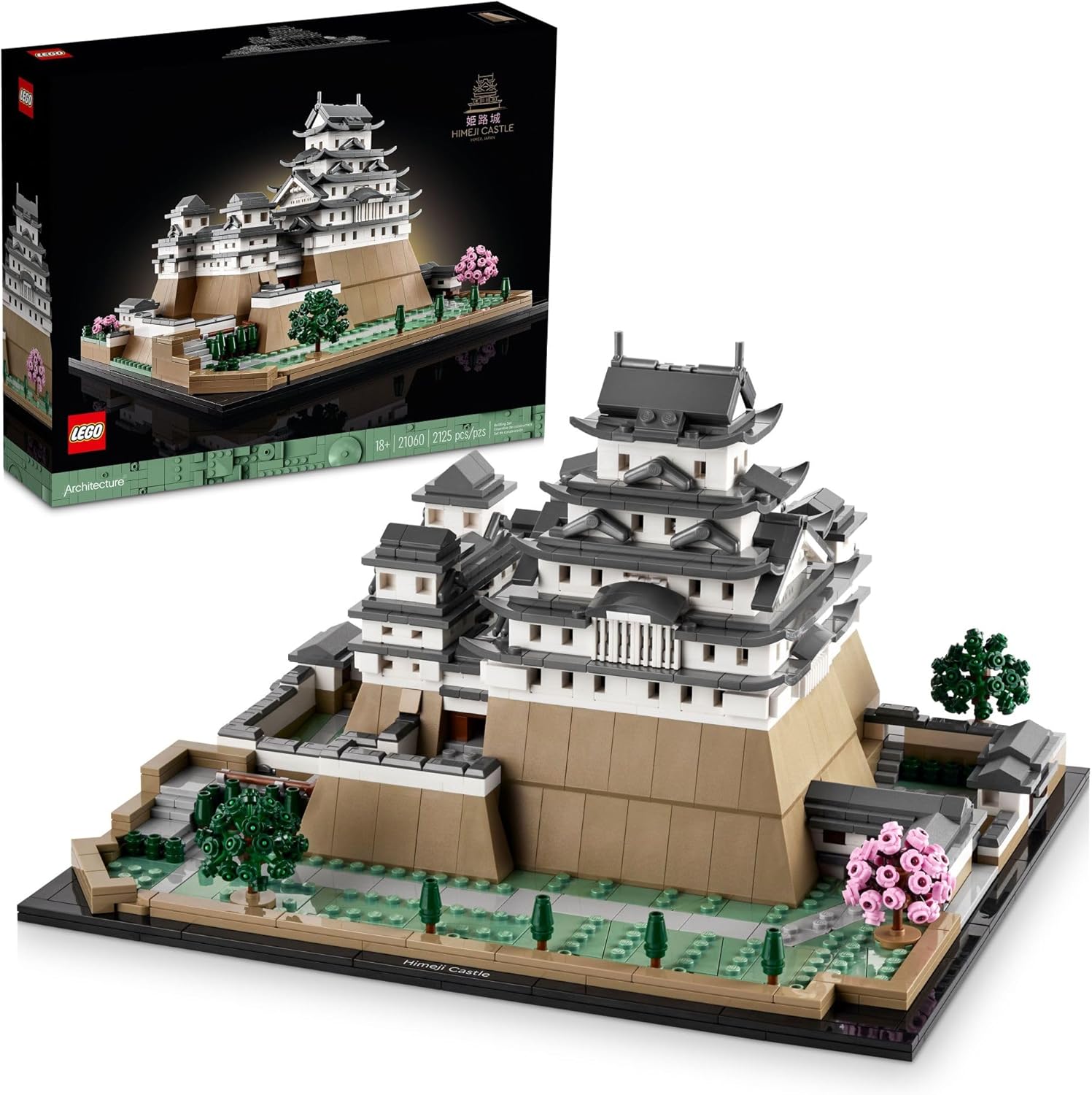 LEGO Architecture Himeji Castle 21060 – Collectible Japanese Landmark Model for Adults, Build & Display Set with Cherry Blossom Trees, Gift for History and Travel Lovers