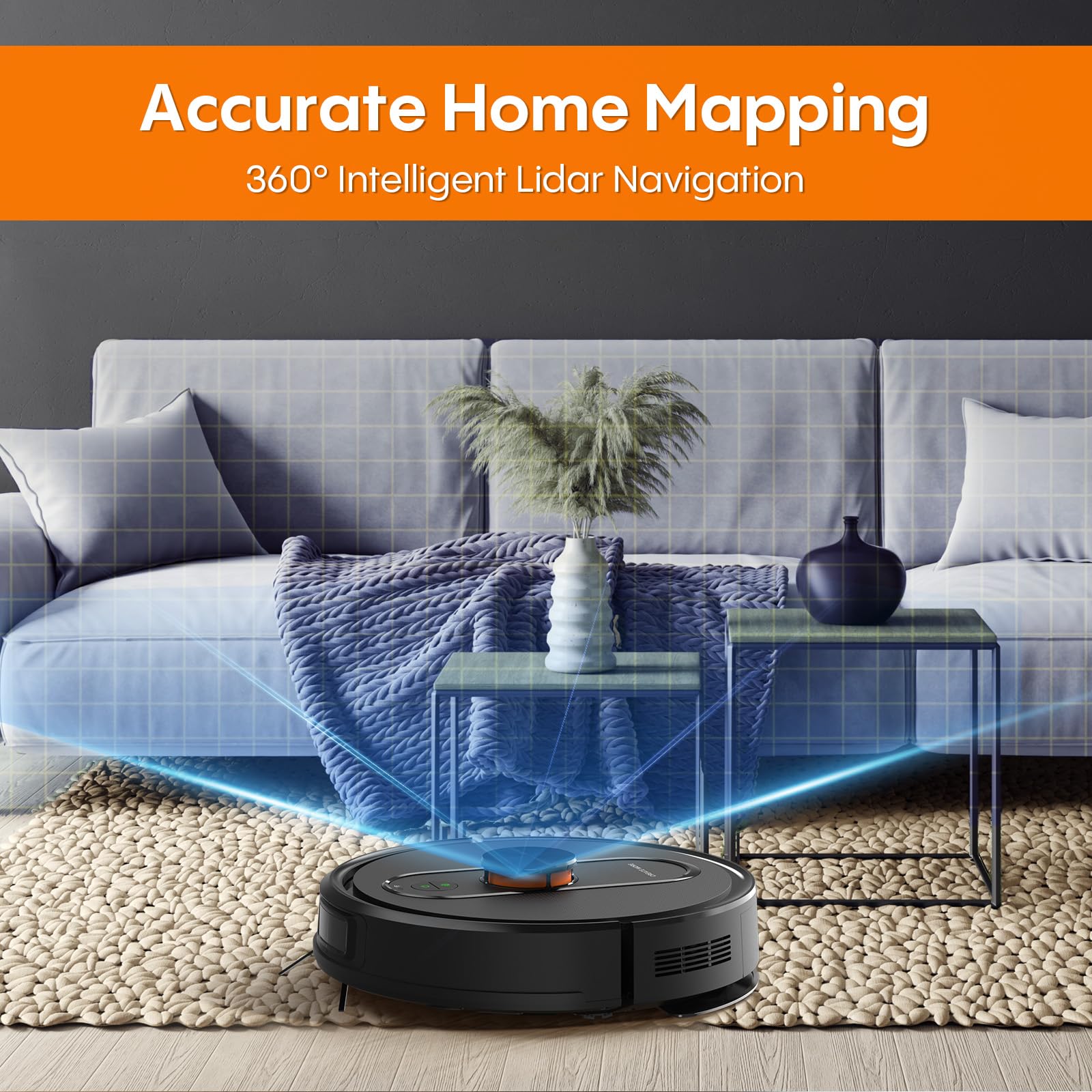 Eitton BL--20 Robot Vacuum and Mop Combo – 5000Pa Suction, LiDAR Navigation, No-Go Zones, Smart Mapping, App/Alexa Control, Self-Charging, Ideal for Pet Hair, Hard Floors & Carpet - Image 18