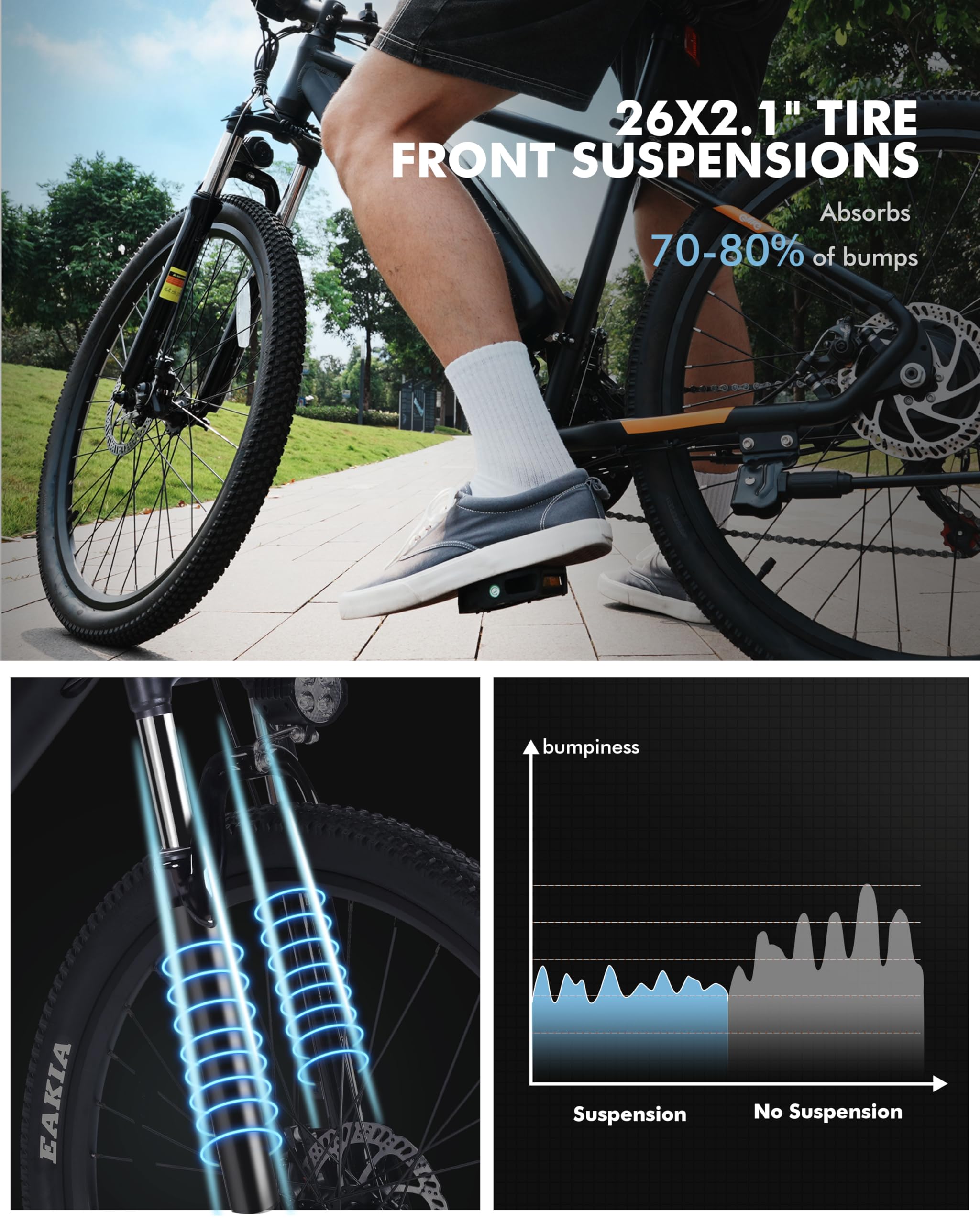 Racer Electric Bike for Adults - 21-Speed Mountain Lightweight Ebike with Peak 750W 22MPH Brushless Motor, 375Wh Removable Battery, 26X2.1 Tire Step Over E-MTB, Up to 40 Miles - Image 52