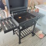 CosmoGrill Outdoor XL Charcoal Smoker BBQ Grill – Adjustable Charcoal Pan, Built-in Thermometer, 2 Side Tables, Chimney & Wheels – Portable Garden Barbecue Smoker photo review