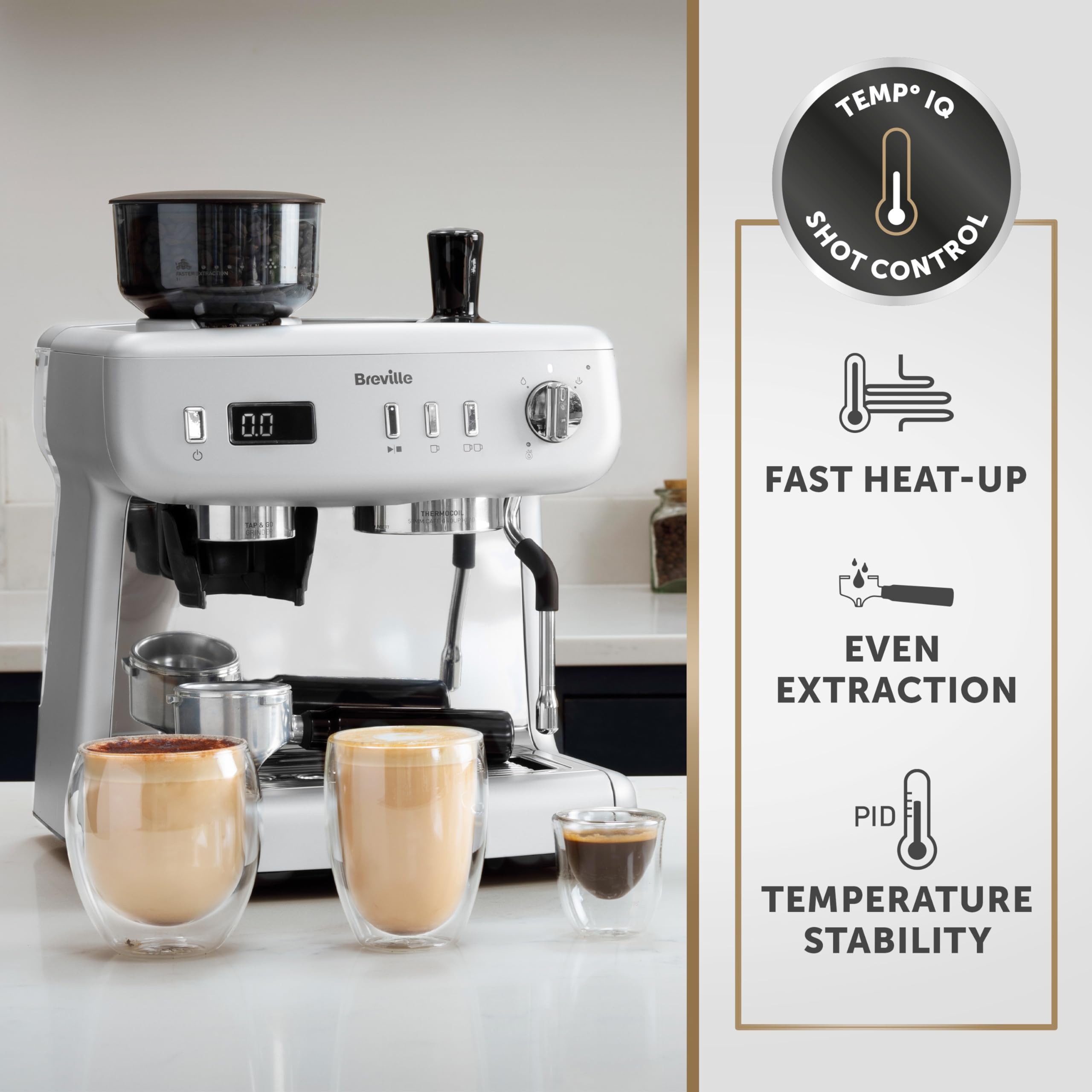 Breville Barista Max Espresso Machine – Integrated Bean Grinder, Milk Frother, 15 Bar Pump, 2.8L Tank, Stainless Steel Espresso, Latte & Cappuccino Maker - Image 8