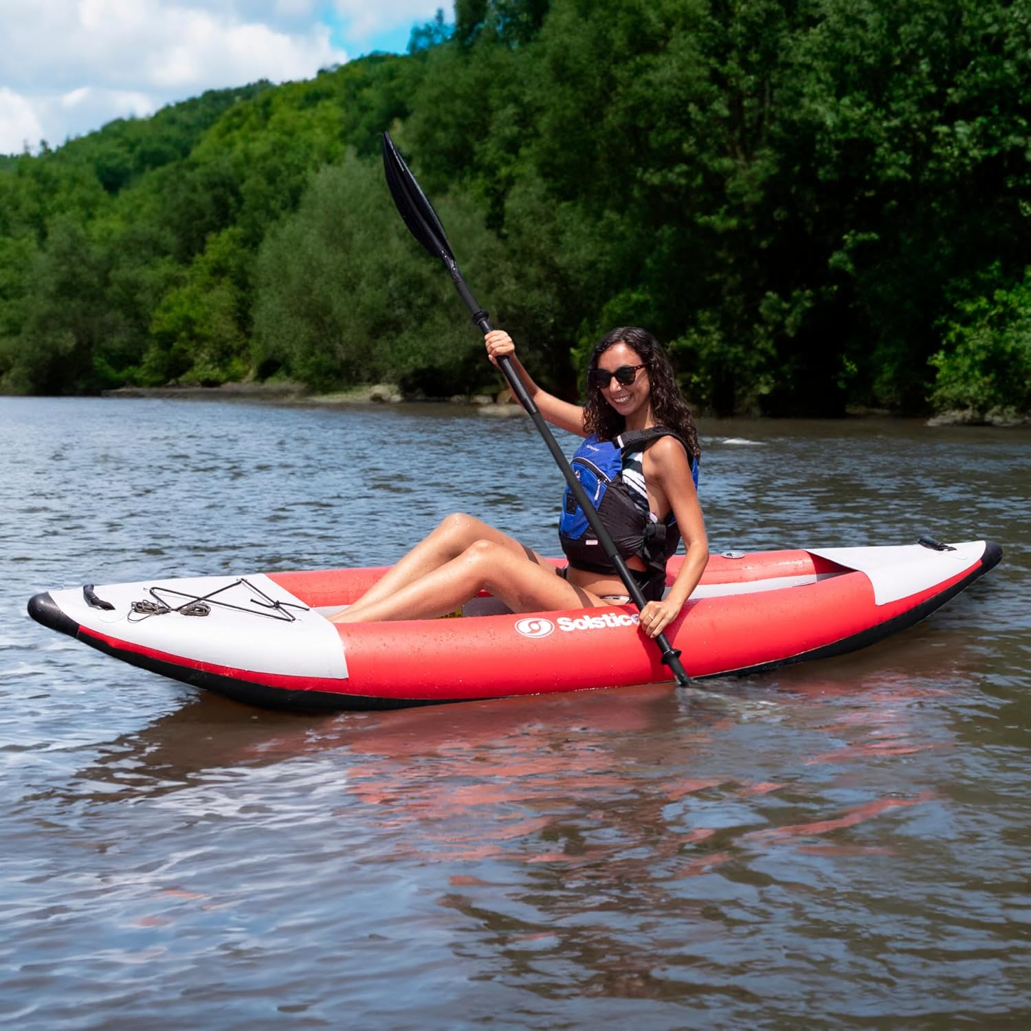 Solstice Flare 1P 9’6″ Inflatable Fishing Kayak – Performance Drop-Stitch Floor, PVC Pontoons, Adjustable Seat & Accessories - Image 2