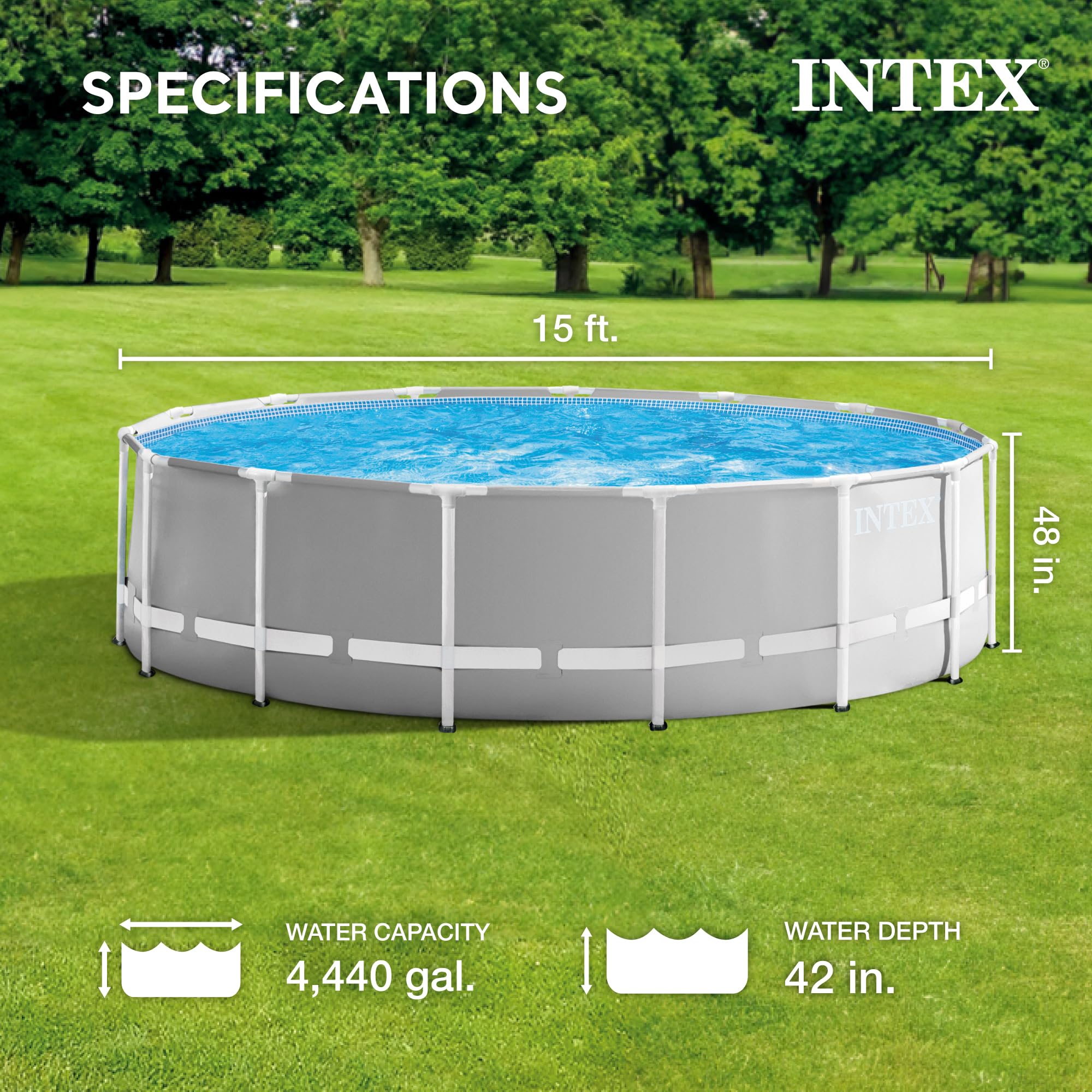 Intex 26701EH Prism Frame 10ft (3.05m) x 30in (76cm) Above Ground Pool Set – 1,185 Gallon (4,486L) Capacity with Filter Pump – Rust & Puncture Resistant, Quick Setup - Image 14