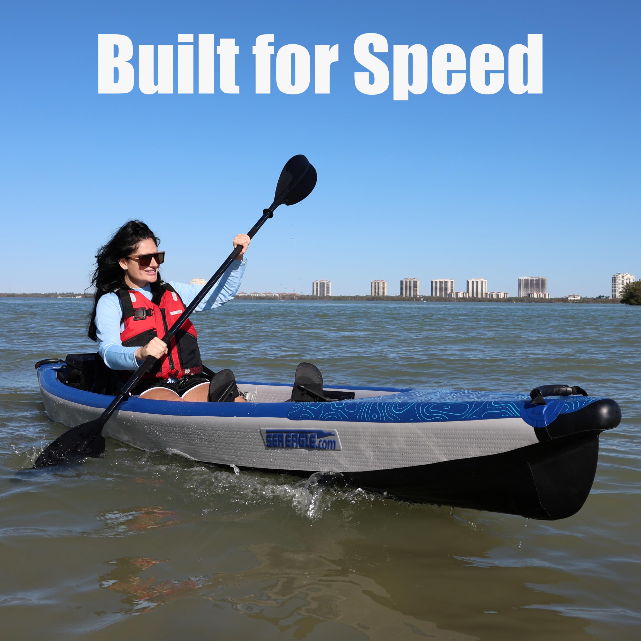 Sea Eagle RazorLite 393RL Inflatable Kayak – Ultra-Light Drop-Stitch Touring Kayak (Solo/Tandem) with FlexBrace2 Footrests, Tall Back Seat, Paddle, Pump & Backpack - Image 14