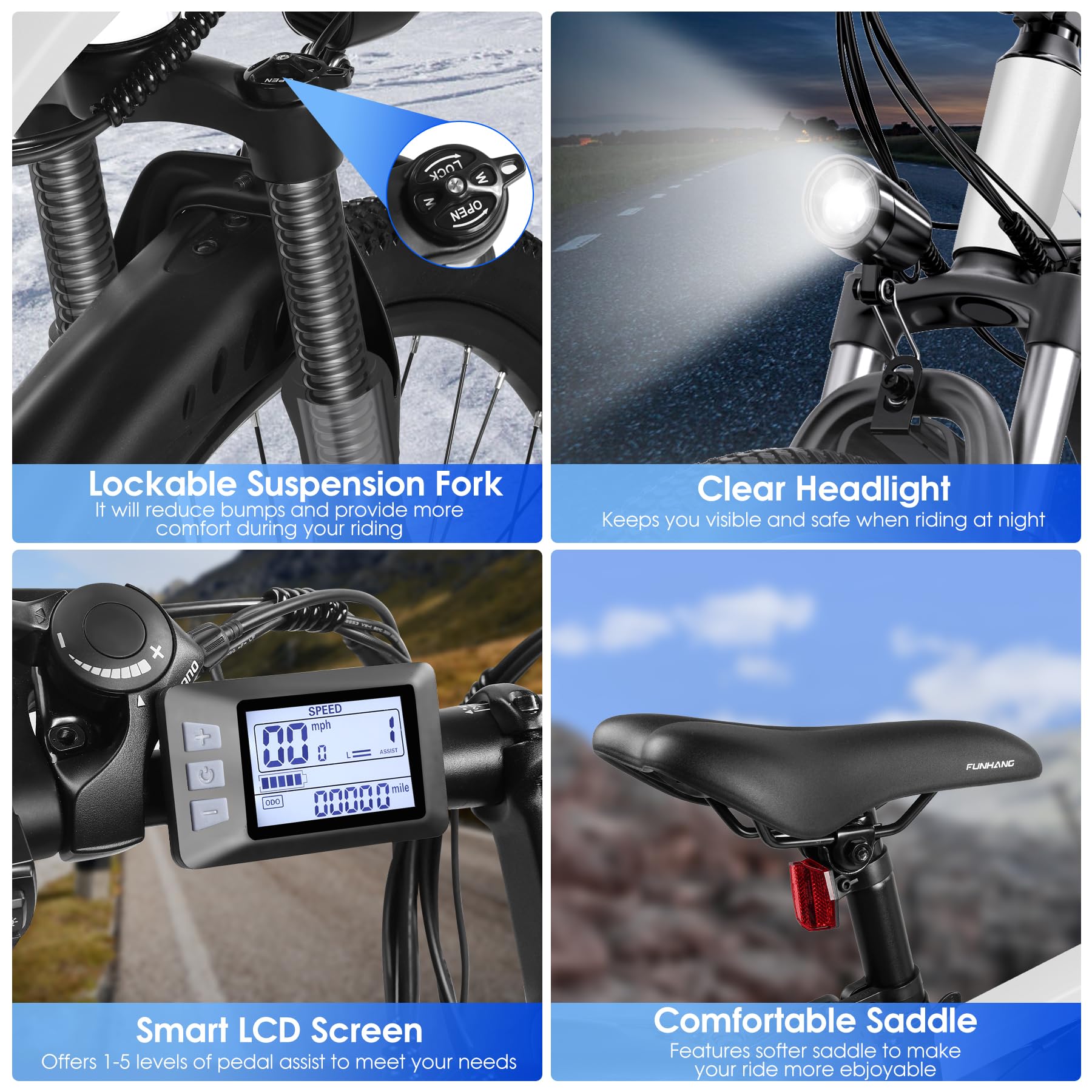 Funhang EB-M1 26″ Electric Mountain Bike – 500 W (1 000 W peak) motor, 48 V 374 Wh removable battery, 35 km h⁻¹ top-speed, up to 80 km range - Image 25