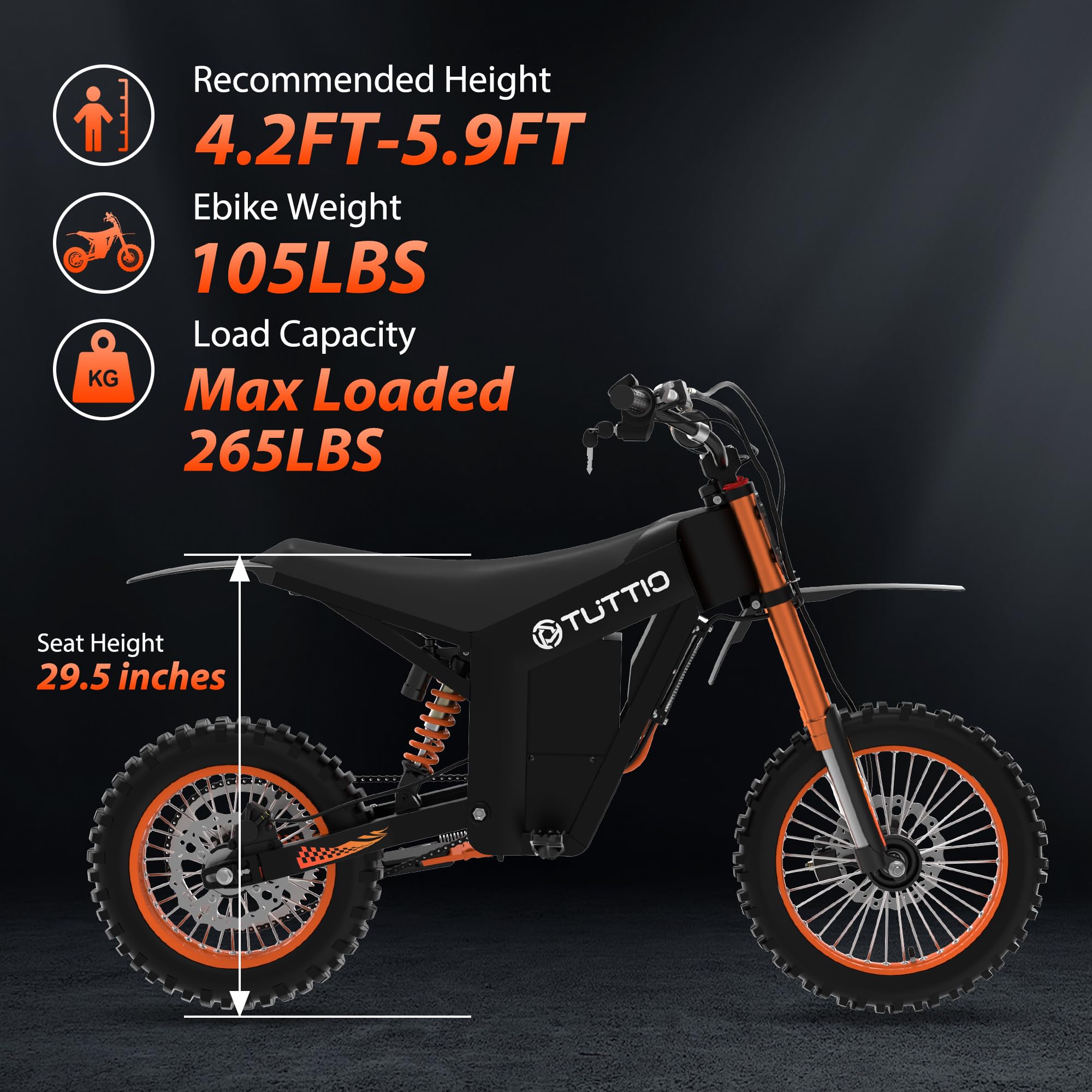 Soleil 01 2000 W Electric Dirt Bike – 14″ / 12″ Fat-Tyre, 48 V 21 Ah Battery, 37 mph / 60 km h⁻¹, Dual Suspension - Image 5