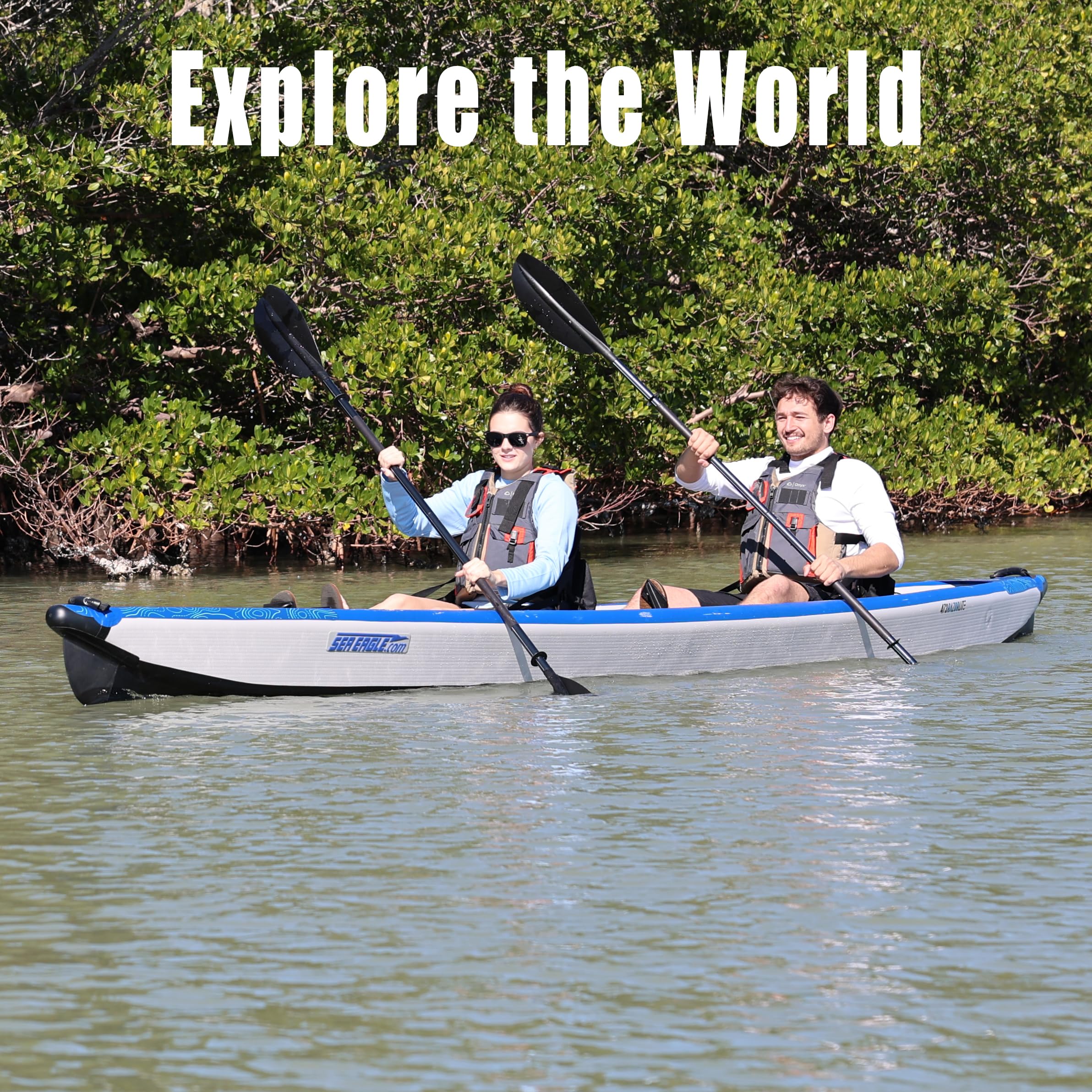 Sea Eagle RazorLite 393RL Inflatable Kayak – Ultra-Light Drop-Stitch Touring Kayak (Solo/Tandem) with FlexBrace2 Footrests, Tall Back Seat, Paddle, Pump & Backpack - Image 22