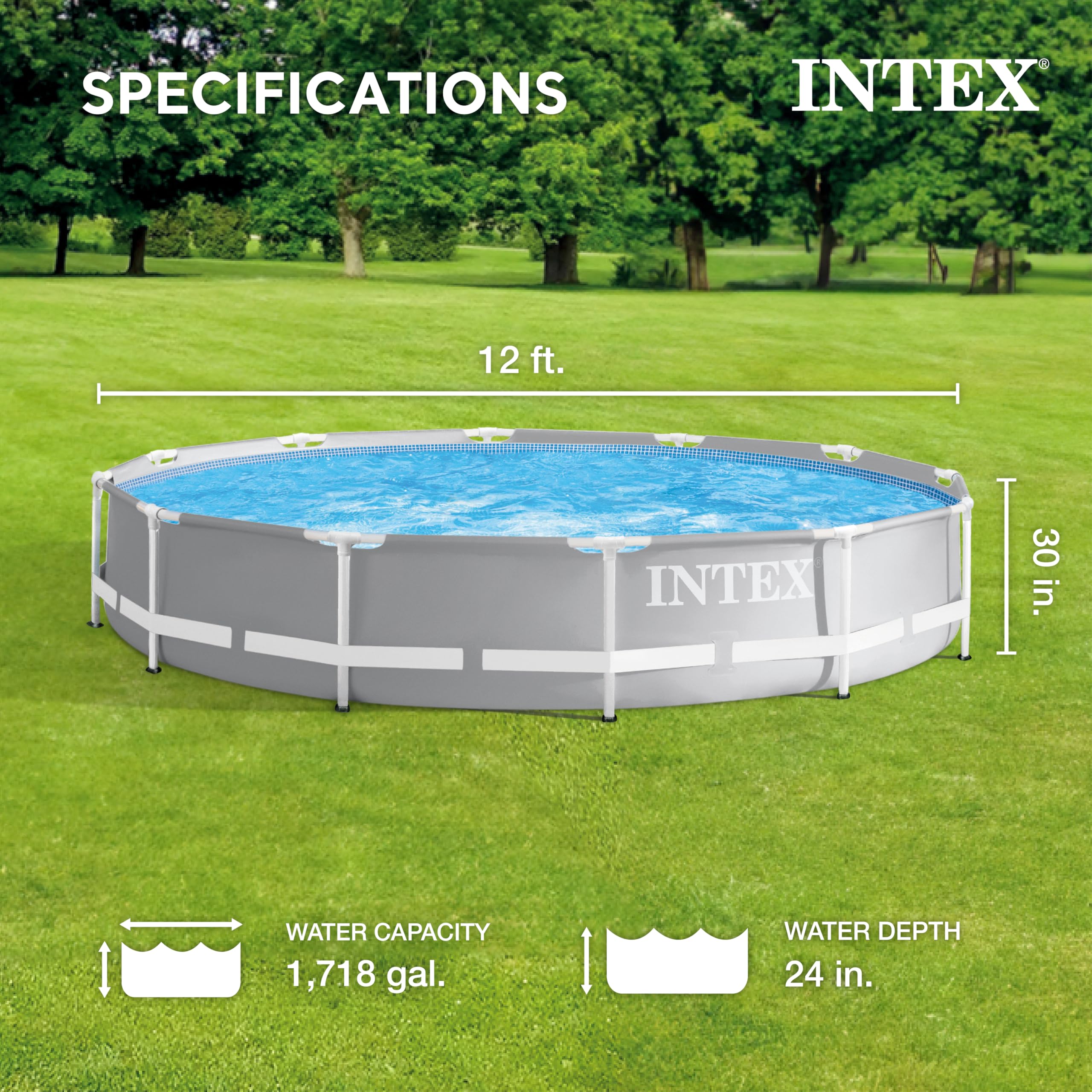 Intex 26701EH Prism Frame 10ft (3.05m) x 30in (76cm) Above Ground Pool Set – 1,185 Gallon (4,486L) Capacity with Filter Pump – Rust & Puncture Resistant, Quick Setup - Image 42