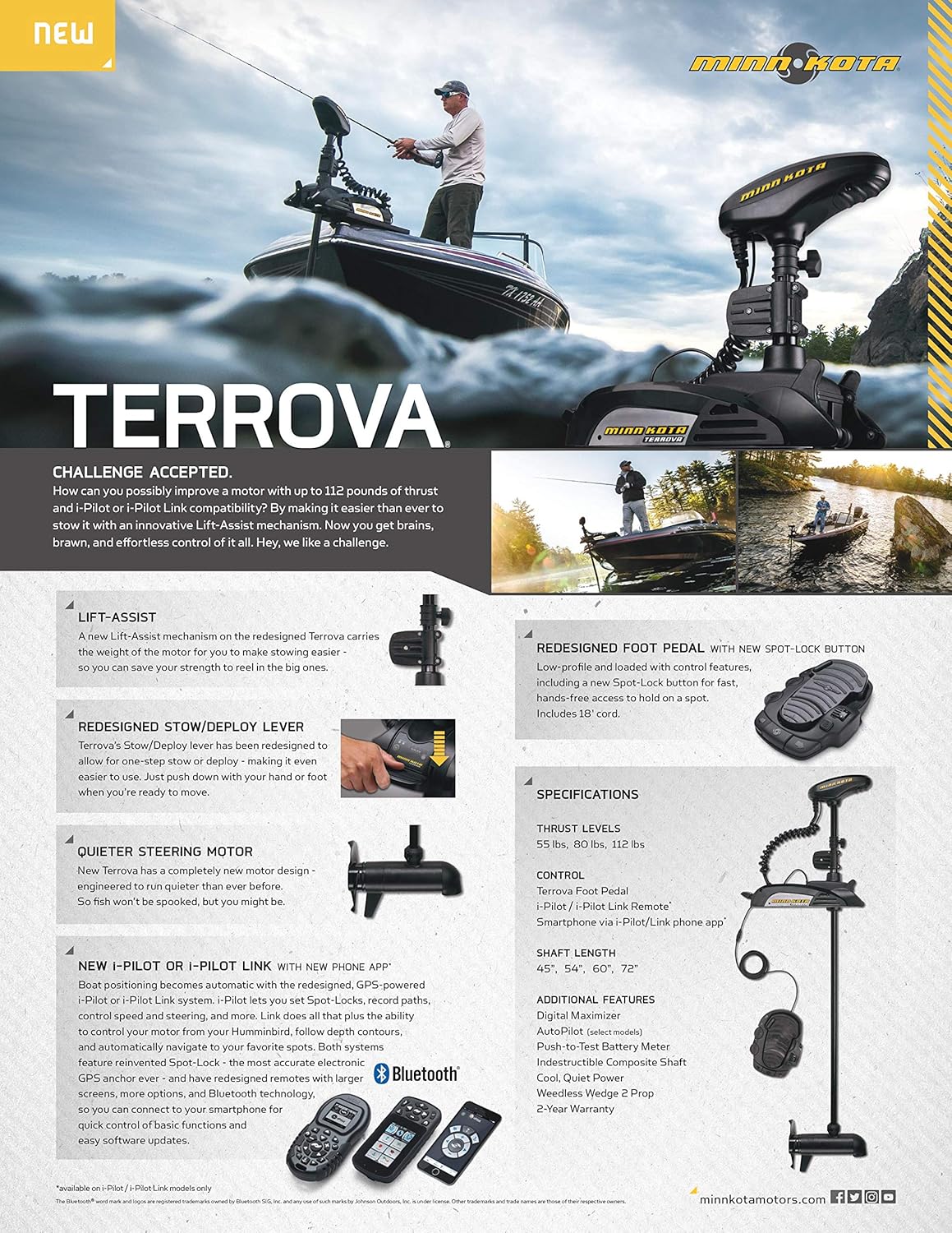 Minn Kota 1358805 Terrova 55 lb Thrust i-Pilot + Bluetooth Trolling Motor, 54″ Shaft (No Foot Pedal) - Image 4