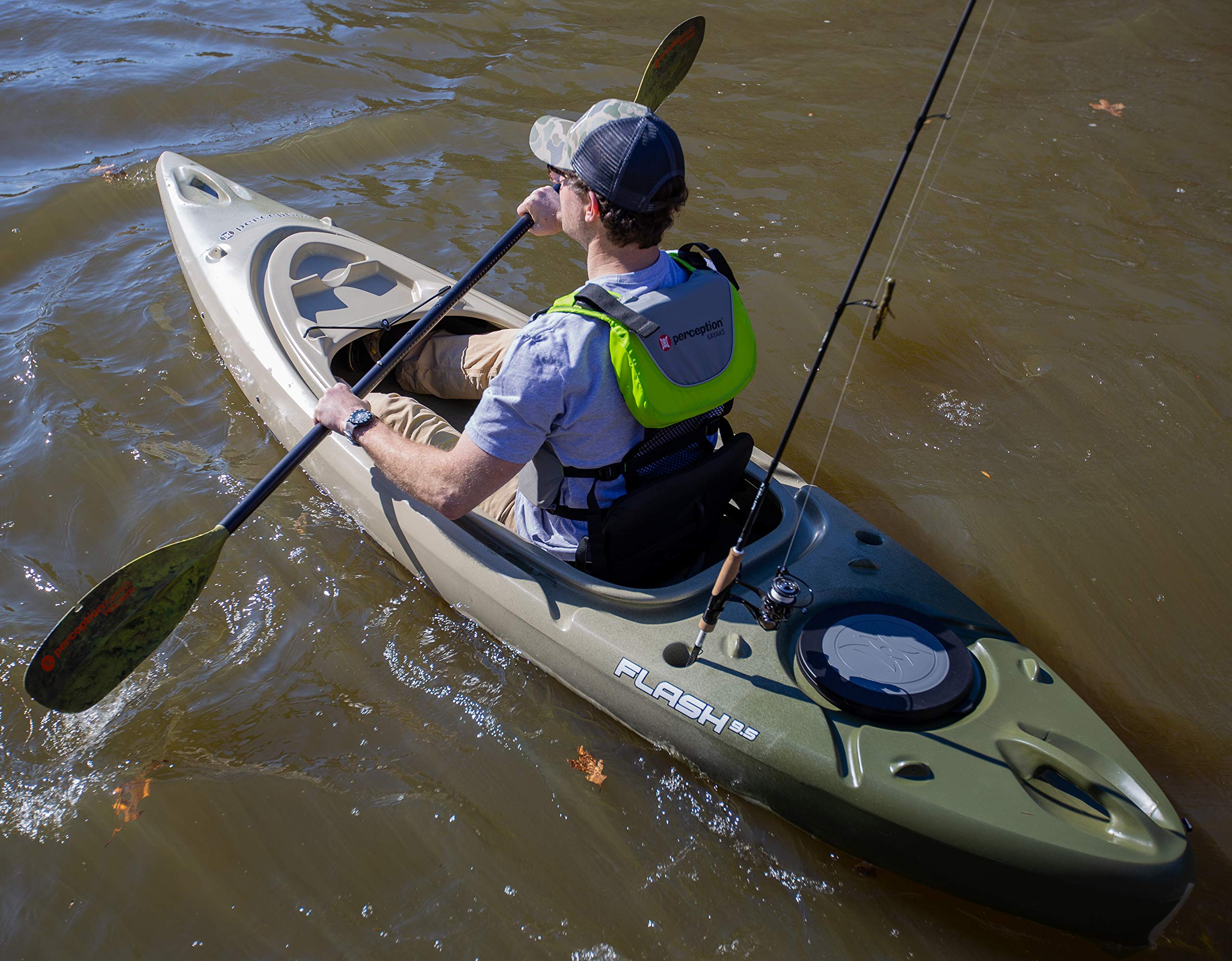 Perception Flash 9.5 Sit-Inside Kayak – Rod Holders & Rear Storage, 41 lb (Earth) - Image 10