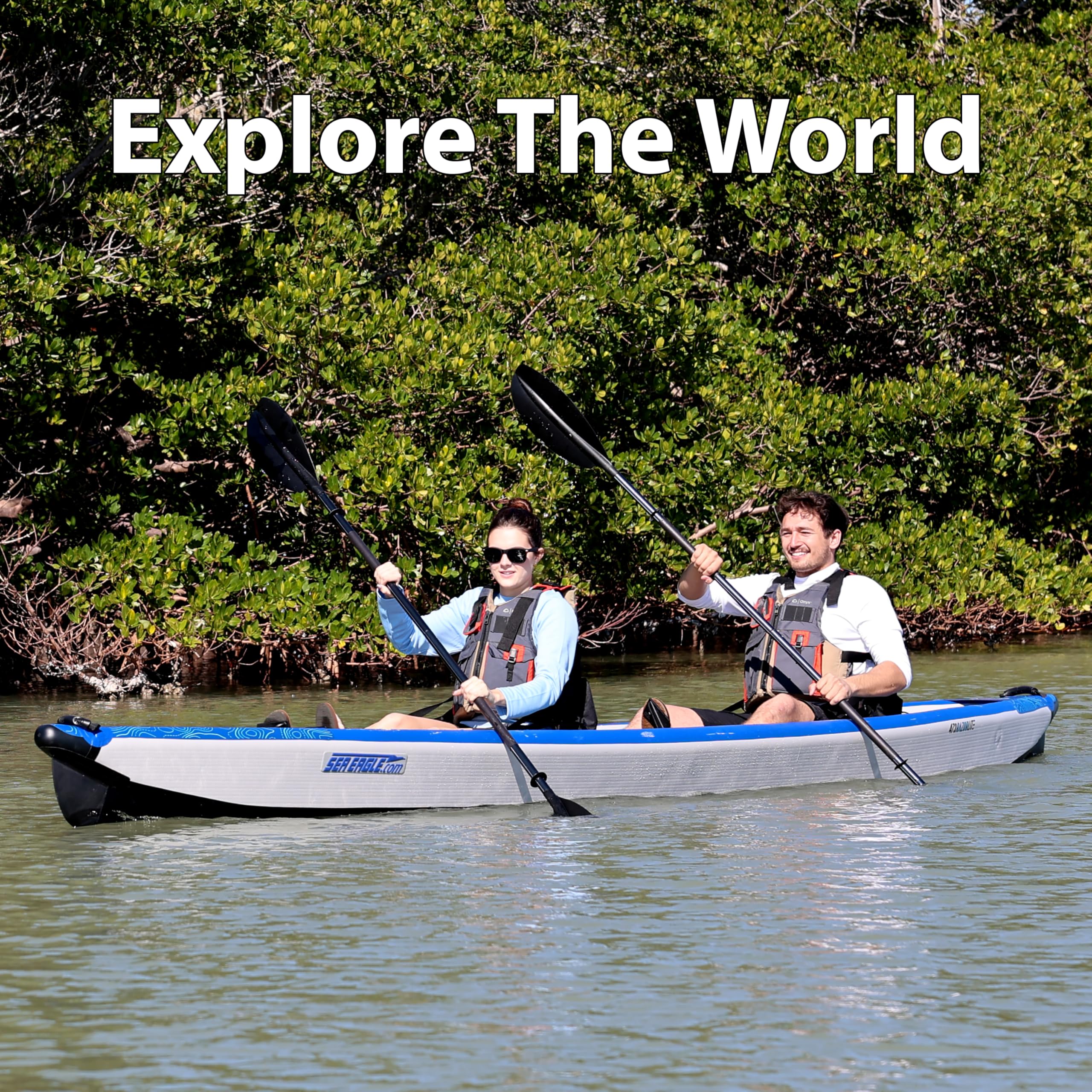 Sea Eagle RazorLite 393RL Inflatable Kayak – Ultra-Light Drop-Stitch Touring Kayak (Solo/Tandem) with FlexBrace2 Footrests, Tall Back Seat, Paddle, Pump & Backpack - Image 8