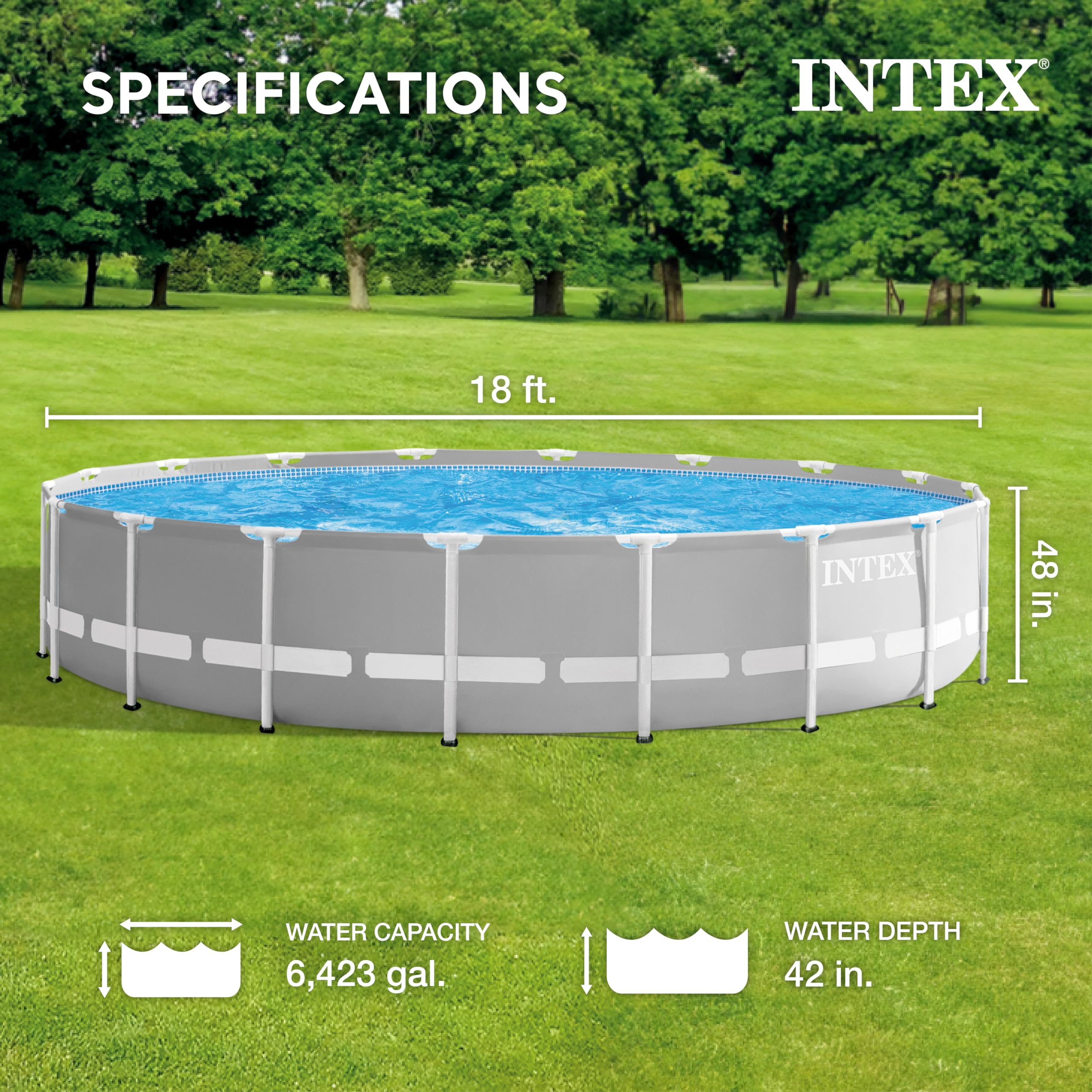 Intex 26701EH Prism Frame 10ft (3.05m) x 30in (76cm) Above Ground Pool Set – 1,185 Gallon (4,486L) Capacity with Filter Pump – Rust & Puncture Resistant, Quick Setup - Image 57
