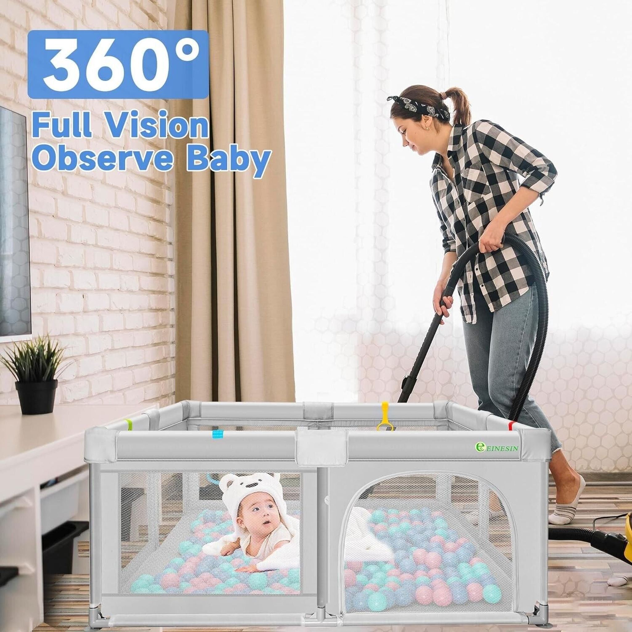 Baby Playpen for Babies and Toddlers Safety Playard with Anti-Collision Foam
