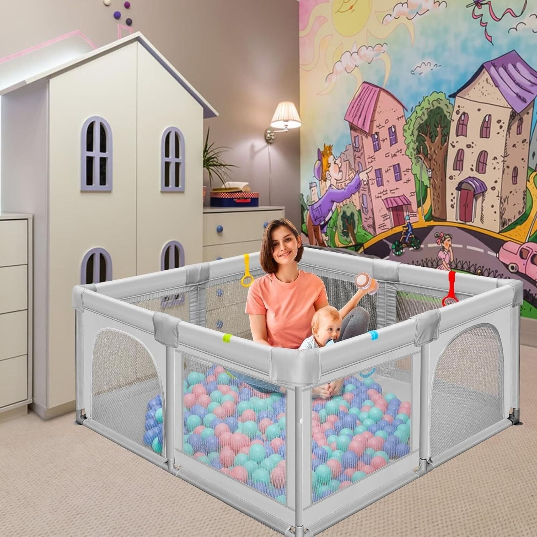 Baby Playpen for Babies and Toddlers Safety Playard with Anti-Collision Foam